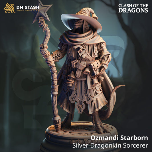 Fantasy Humanoid Sorcerer Ozmandi 32mm 75mm DM Stash Quality Miniatures - Qumi Wargaming Mini Model Figure
