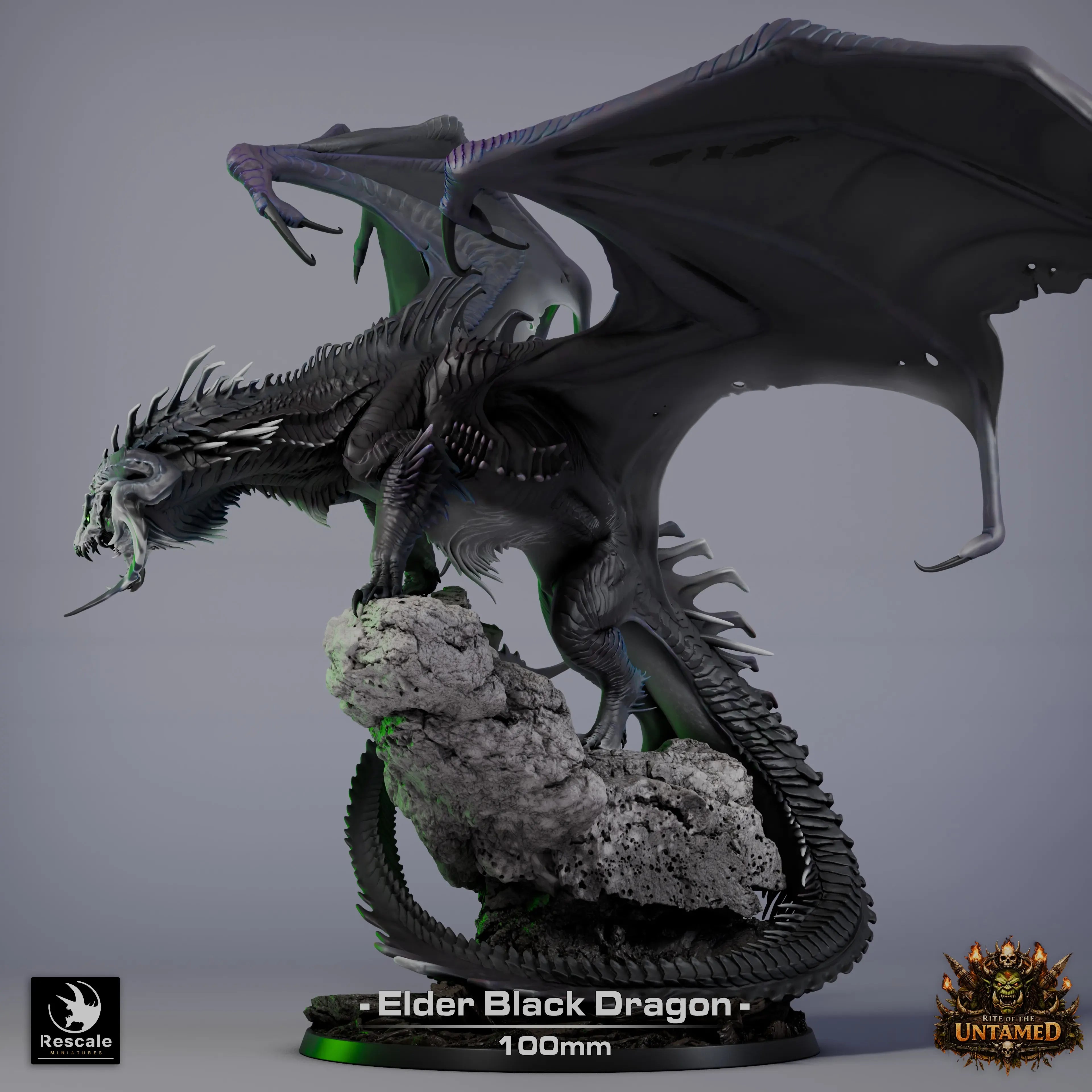 Fantasy Miniature Black Elder Dragon Qumi Rescale Miniatures - Quality Miniatures - Qumi