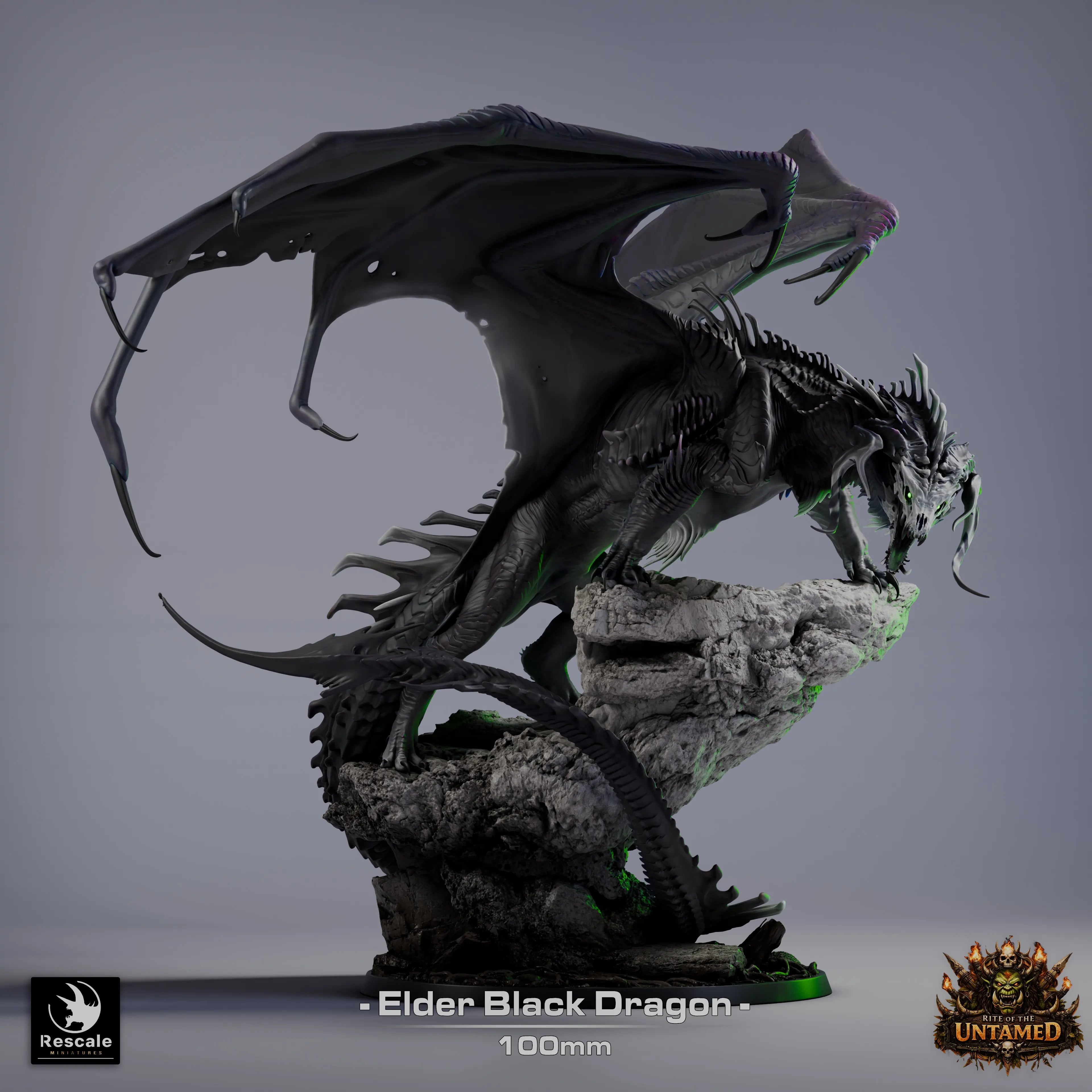 Fantasy Miniature Black Elder Dragon Qumi Rescale Miniatures - Quality Miniatures - Qumi