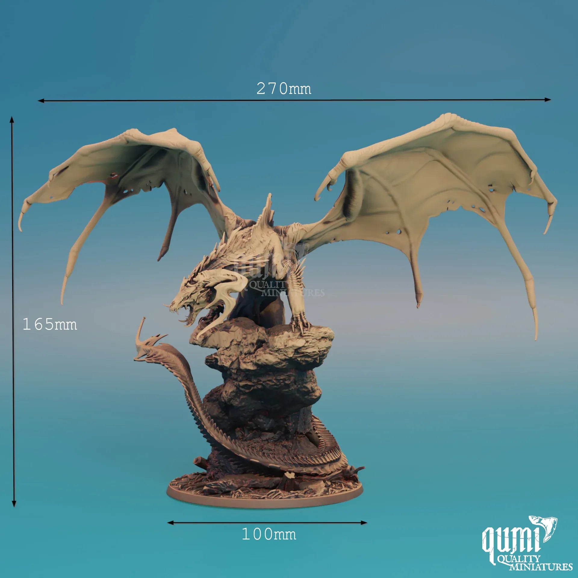 Fantasy Miniature Black Elder Dragon Qumi Rescale Miniatures - Quality Miniatures - Qumi