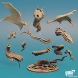 Exploded view of the 15 individual 3D-printed resin components for the dragon model