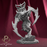 Dynamic front-angle view of the Berserker Blood Demon miniature displaying sharp horns and jagged armor details