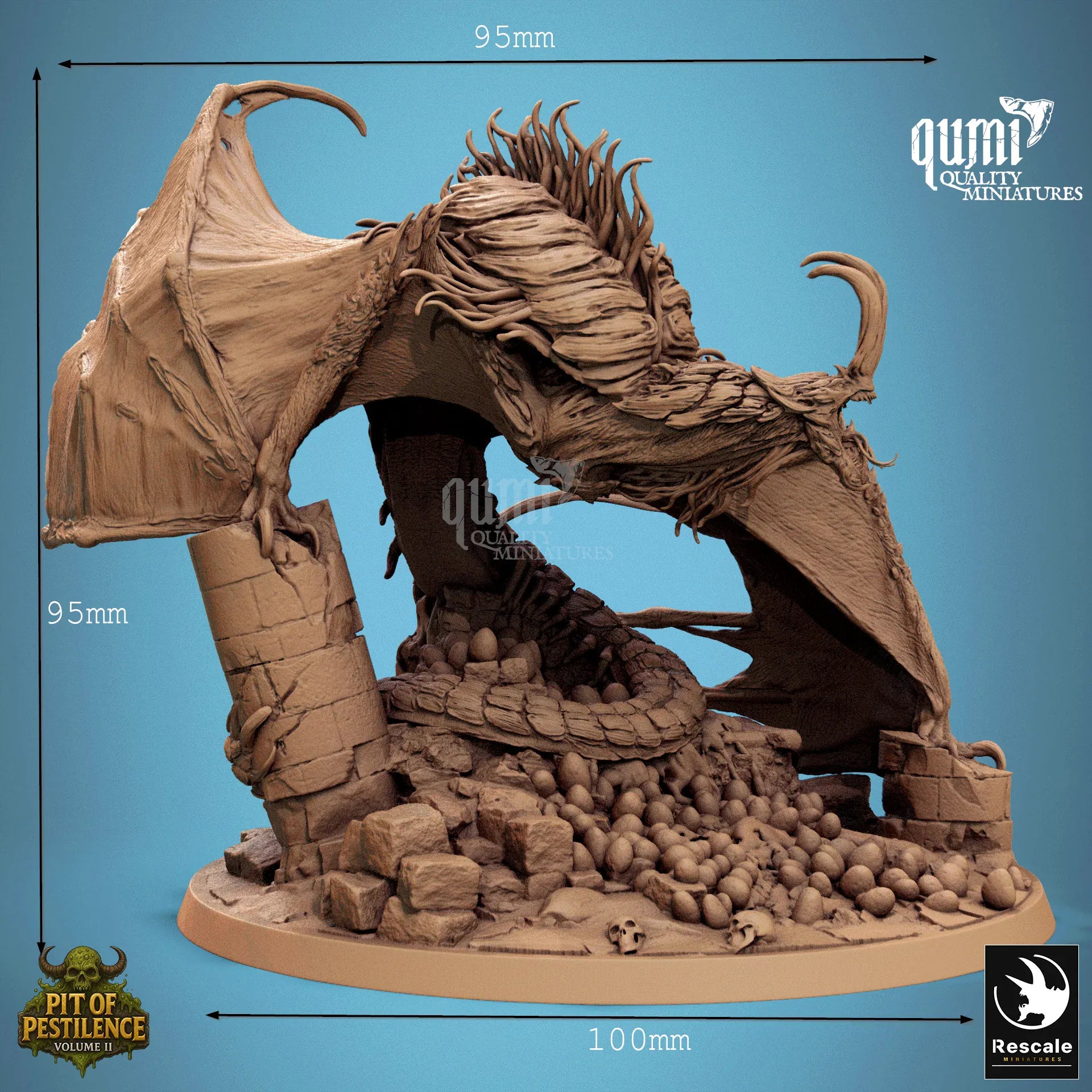 Fantasy Tabletop Dragon Pestilent Wyvern Rescale Miniatures - Quality Miniatures - Qumi