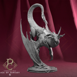 Front angled view of the rider and dragon-like creature captured in 3D-printed resin