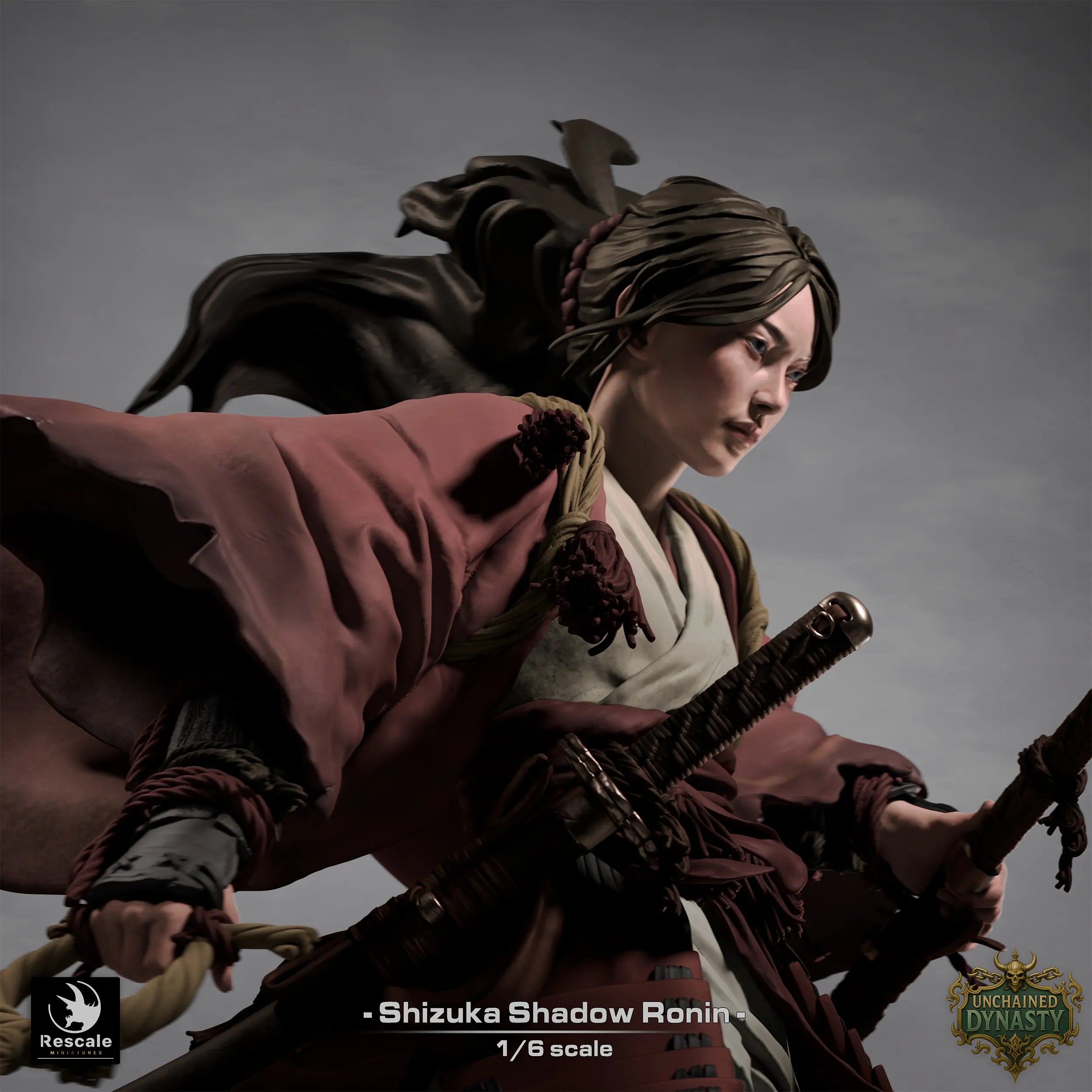 Fantasy tabletop rogue miniature of Shizuka Shadow XL by Quality Miniatures, detailed RPG figure for wargaming.