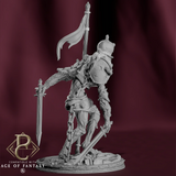 Back view of the detailed resin undead fighter miniature showing chain details and armor.