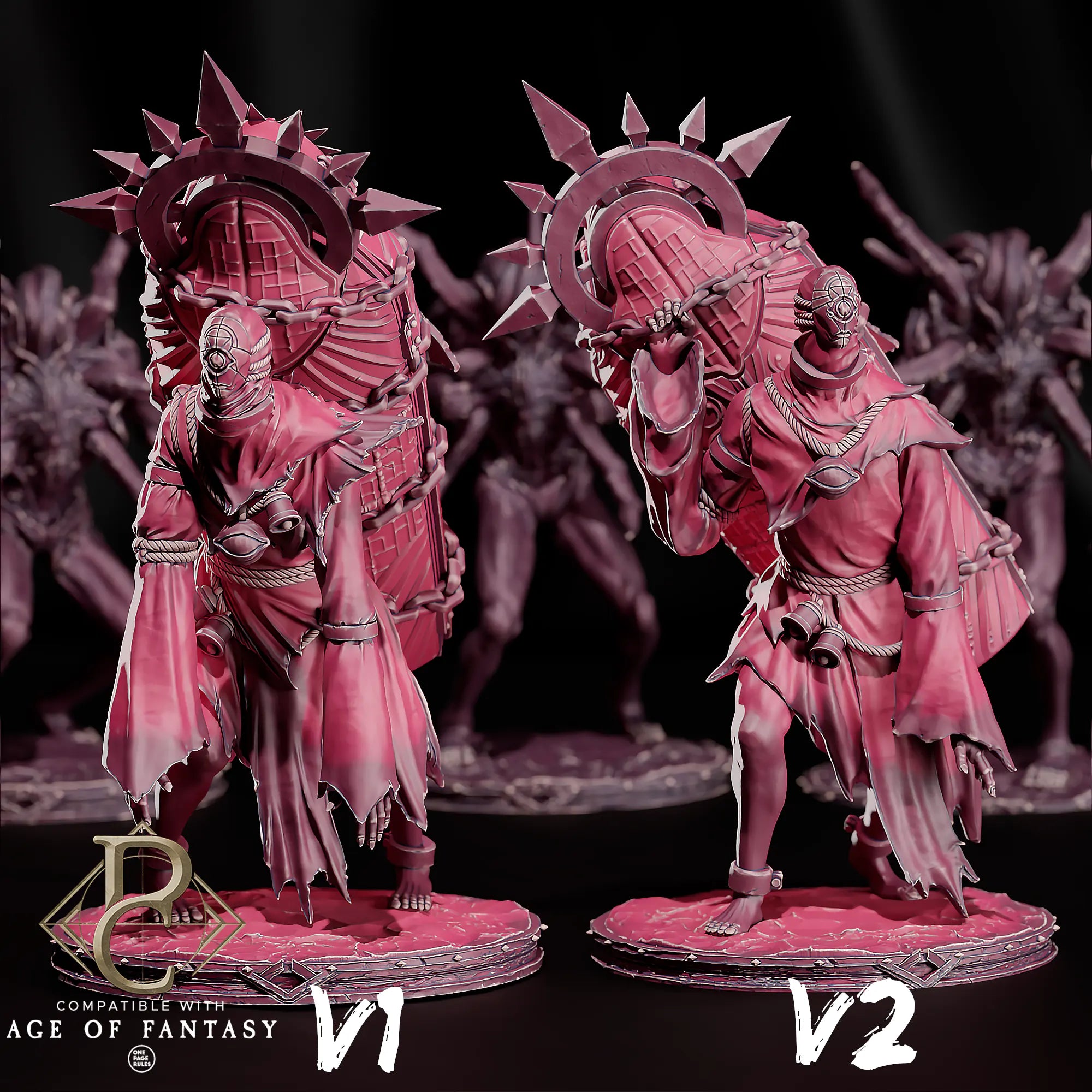 Fantasy Undead Crownbound Penitents 32mm miniature by Qumi, detailed tabletop parasite collectible figure for wargaming and RPGs.