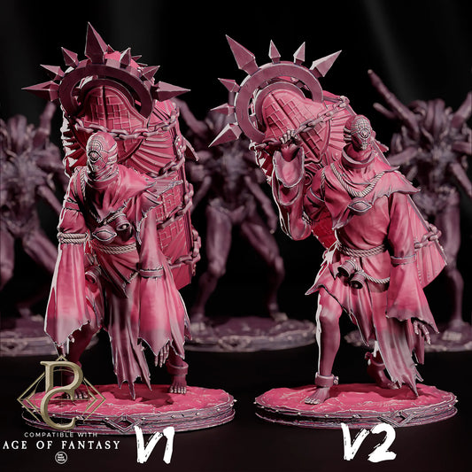Fantasy Undead Crownbound Penitents 32mm miniature by Qumi, detailed tabletop parasite collectible figure for wargaming and RPGs.