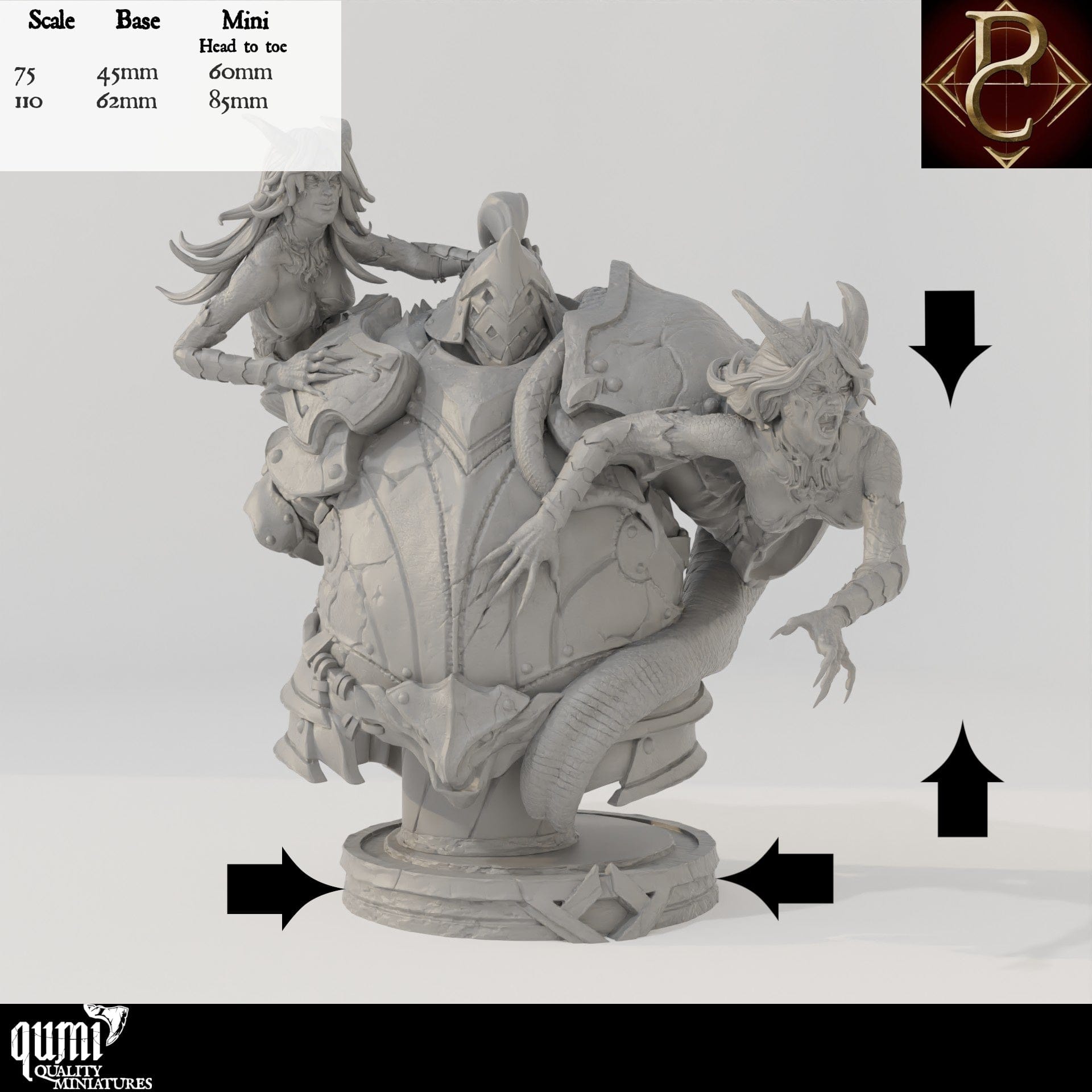 Fathon and the Scylas Bust - 75mm 110mm Qumi - Parasite Collectibles Quality Miniatures - Qumi Wargaming Mini Model Figure