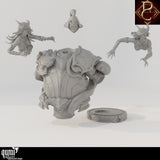 Einzelteile der unmontierten Resin Fathon und Scylas Miniatur-Büste