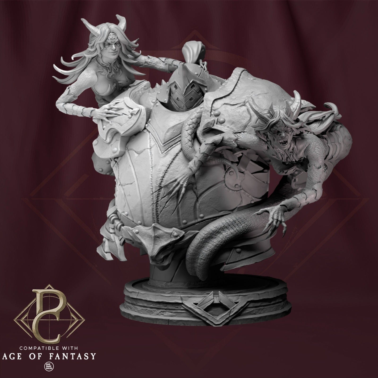 Fathon and the Scylas Bust - 75mm 110mm Qumi - Parasite Collectibles Quality Miniatures - Qumi Wargaming Mini Model Figure