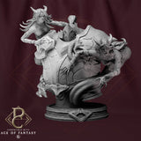 Fathon und die Scylas Fantasy Büste mit gepanzertem Ritter und Dämonenfiguren