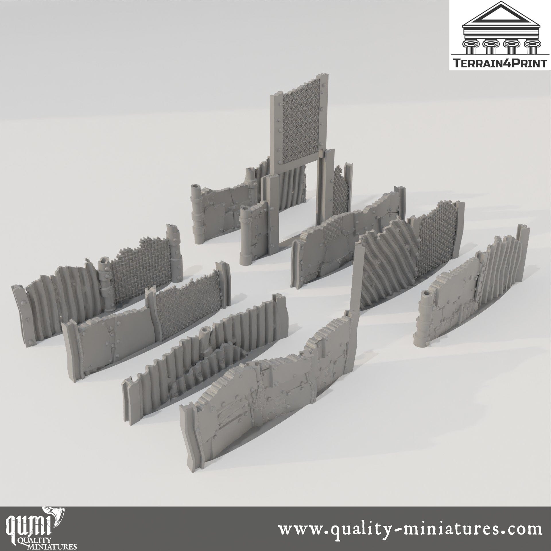 Fences - Rivet City - Resin Print - Tabletop RPG Terrain - Terrain4Print - Qumi Quality Miniatures - Qumi Wargaming Mini Model Figure