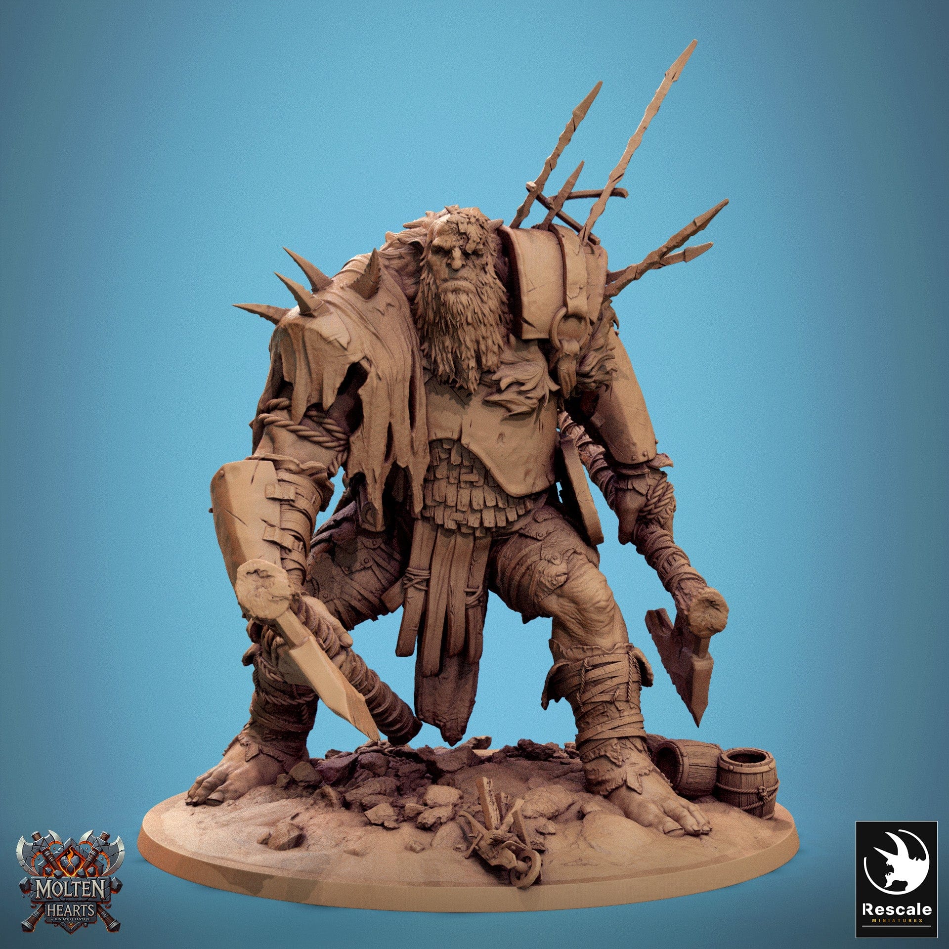 Tabletop RPG Miniature Giant Stonebreaker- 32mm Qumi Rescale Miniatures Guard Double Cleave Armor Quality Miniatures - Qumi Wargaming Mini Model Figure