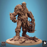 Monster Axe Fighter Tabletop Miniature - Giant Stonebreaker by Qumi, 3D printed resin tabletop miniature for RPGs, wargaming and painting