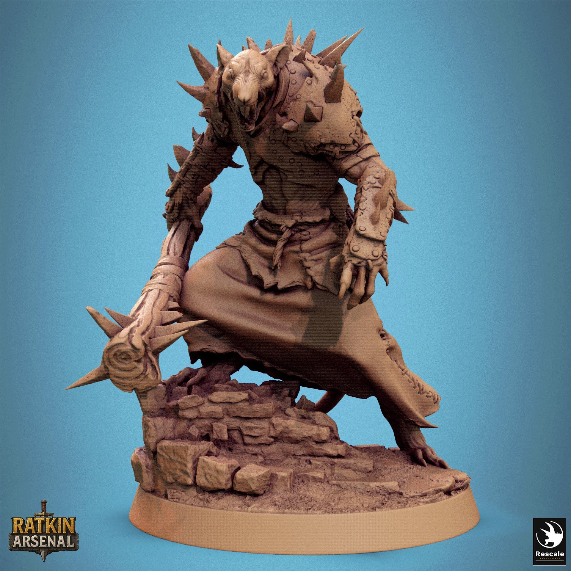 Fantasy Humanoid Rat Folk Soldiers 32mm Rescale Miniatures Guard Mace Quality Miniatures - Qumi Wargaming Mini Model Figure