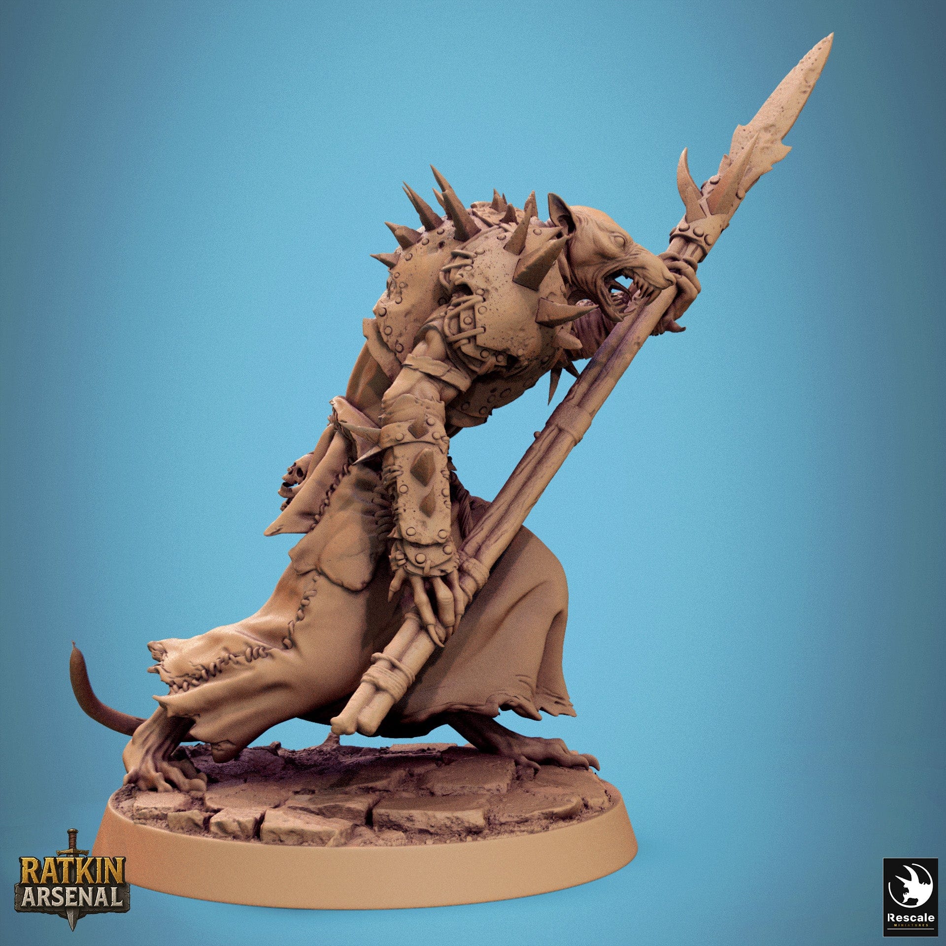 Fantasy Humanoid Rat Folk Soldiers 32mm Rescale Miniatures Guard Spear Quality Miniatures - Qumi Wargaming Mini Model Figure