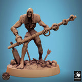 Undead Axe Fighter Tabletop Miniature - Zombies by Qumi, 3D printed resin tabletop miniature for RPGs, wargaming and painting