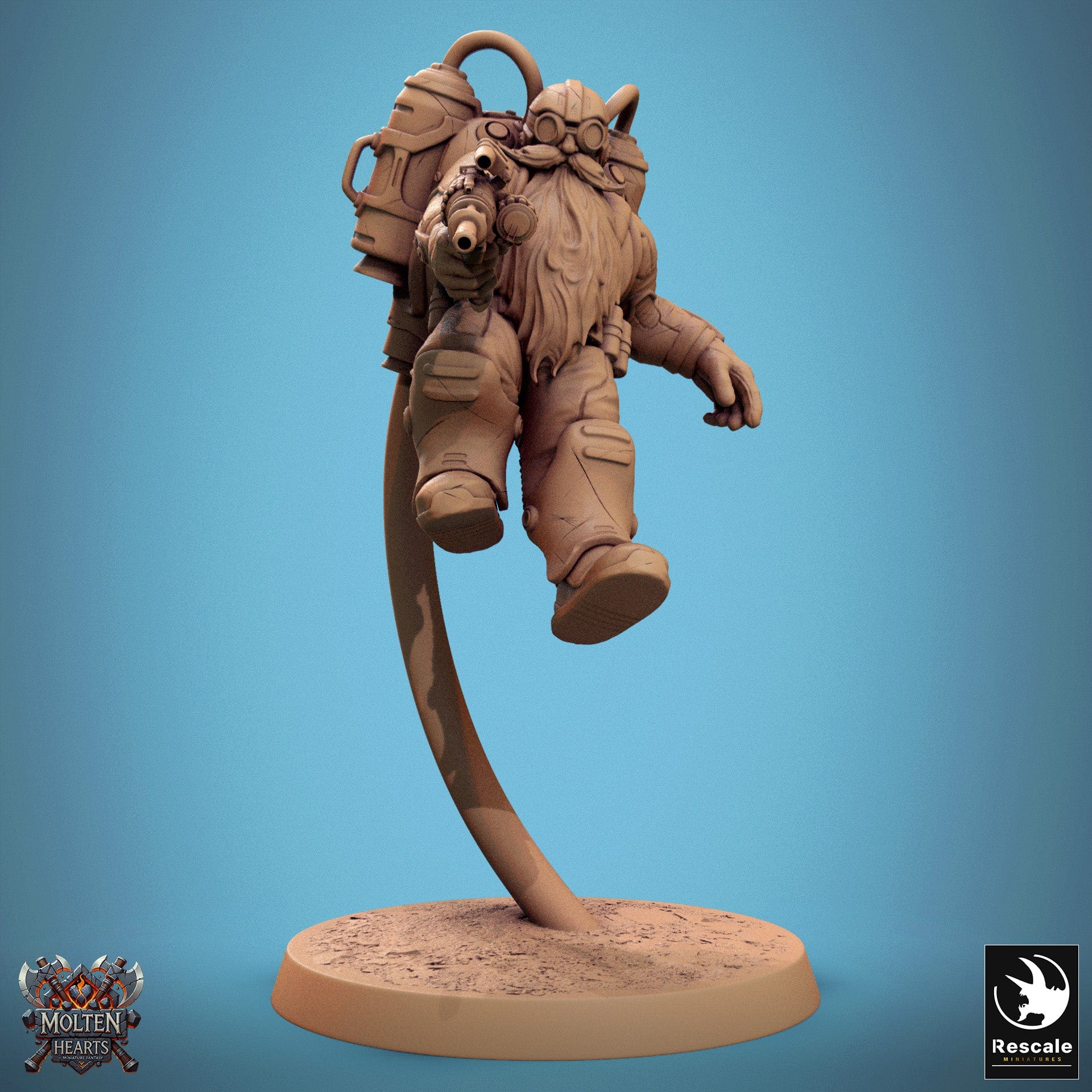 Tabletop RPG Miniature Dwarf Steampunk - 32mm Qumi Rescale Miniatures Gun Fly Escape Quality Miniatures - Qumi Wargaming Mini Model Figure