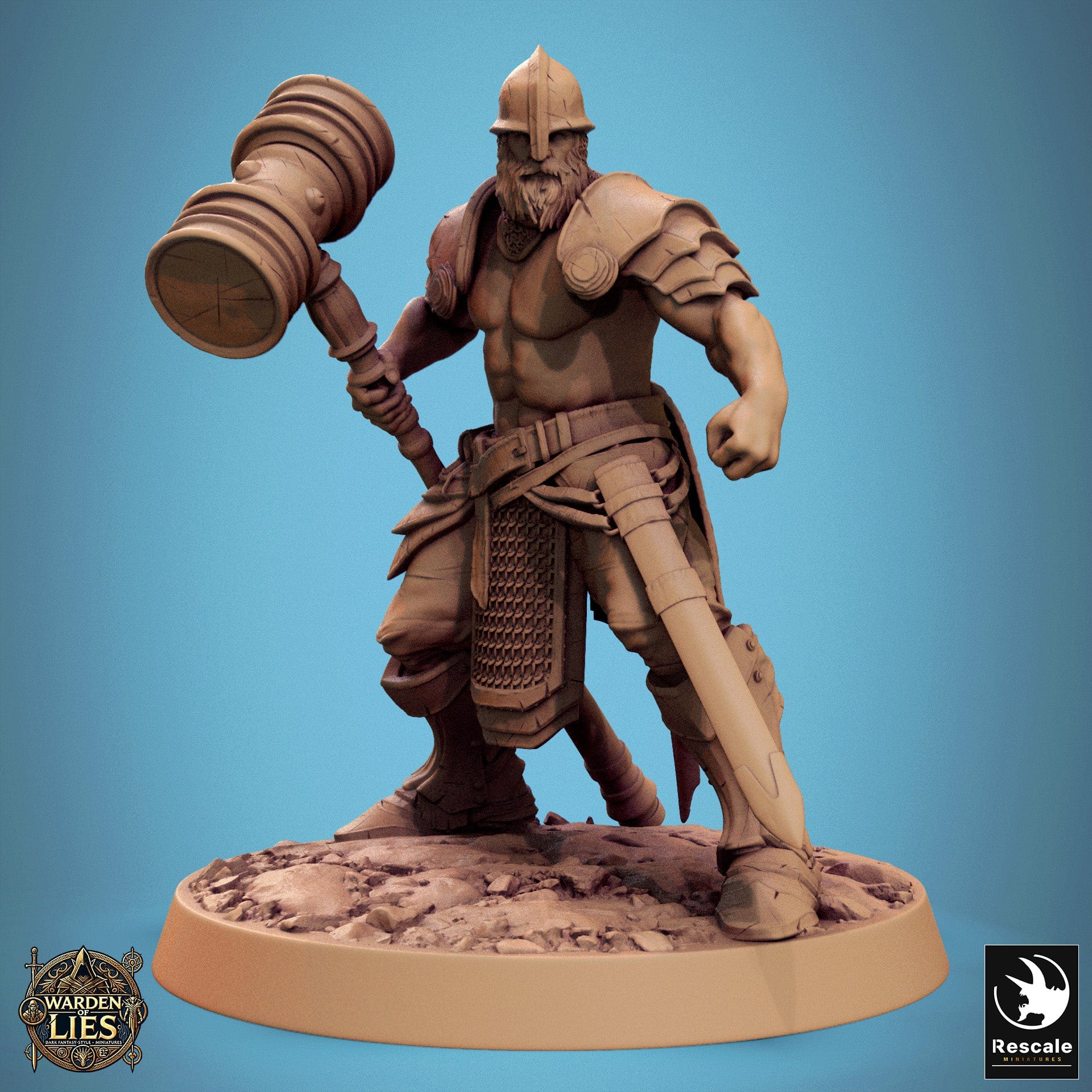 Tabletop RPG Miniature Knight Of Valor - 32mm Qumi Rescale Miniatures Hammer Attack Quality Miniatures - Qumi Wargaming Mini Model Figure