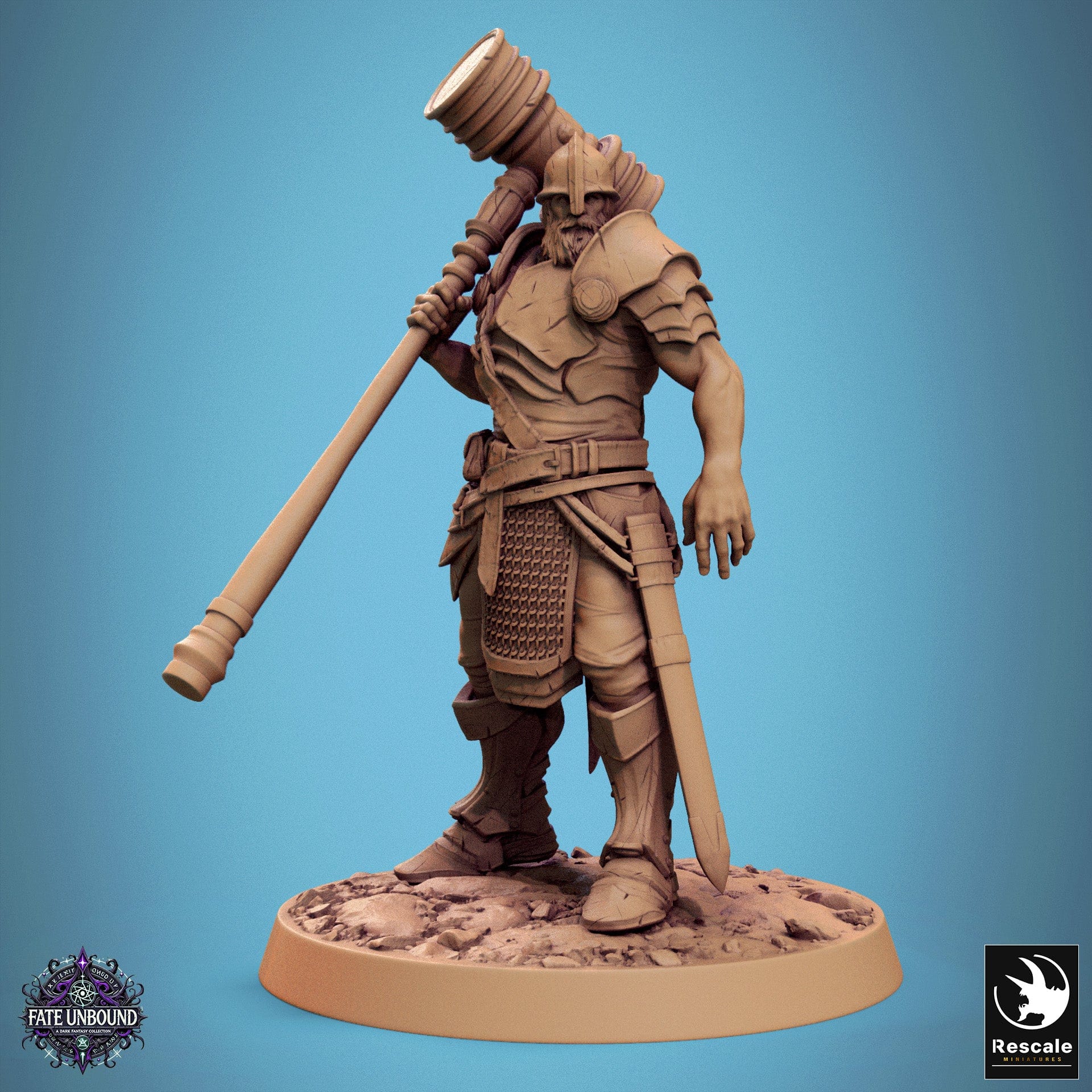 Tabletop RPG Miniature Knight Of Valor - 32mm Qumi Rescale Miniatures Hammer Chief Quality Miniatures - Qumi Wargaming Mini Model Figure