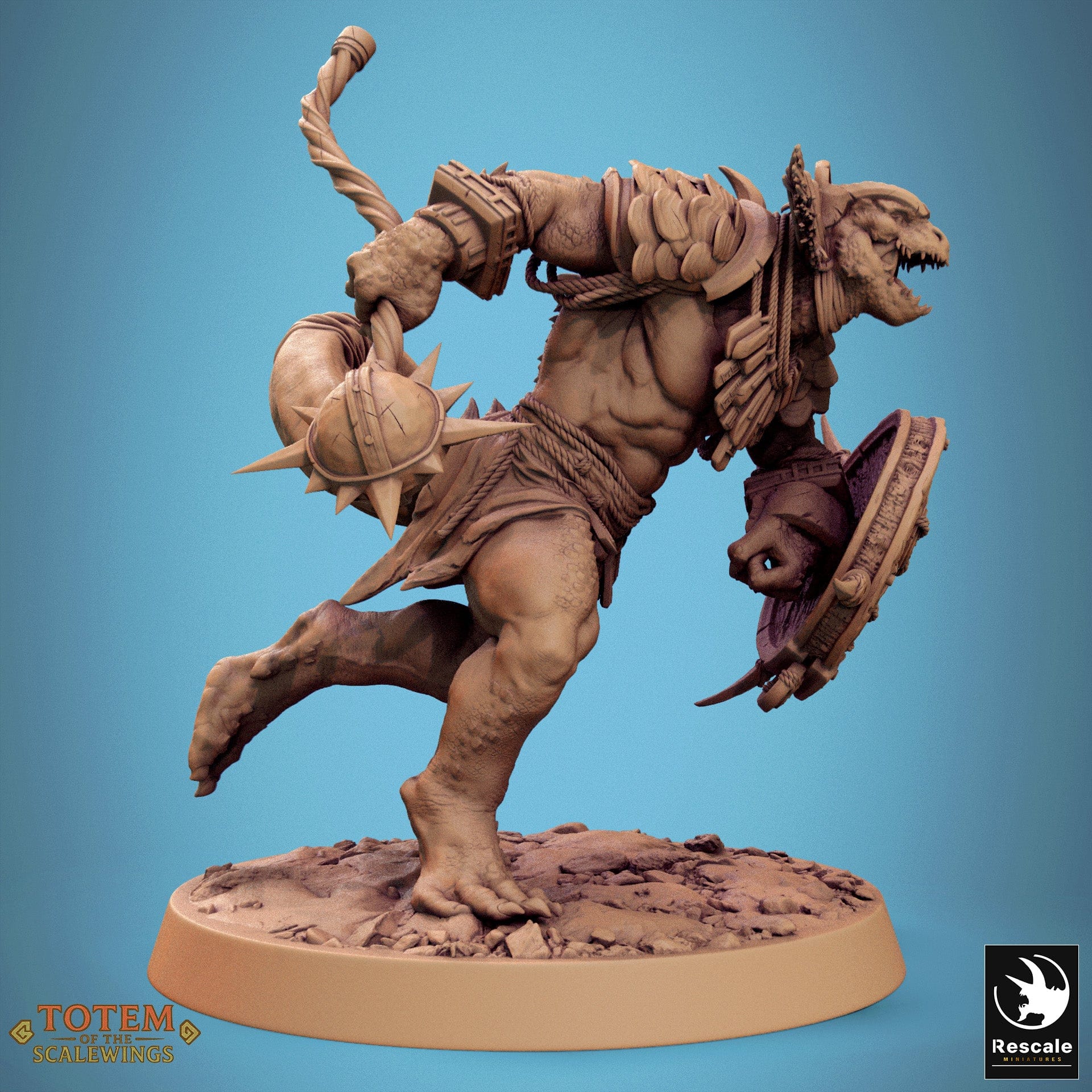 Tabletop RPG Miniature Lizardman Elite Warfang 32mm Qumi Rescale Miniatures Humanoid Hammer Shield Run Quality Miniatures - Qumi Wargaming Mini Model Figure