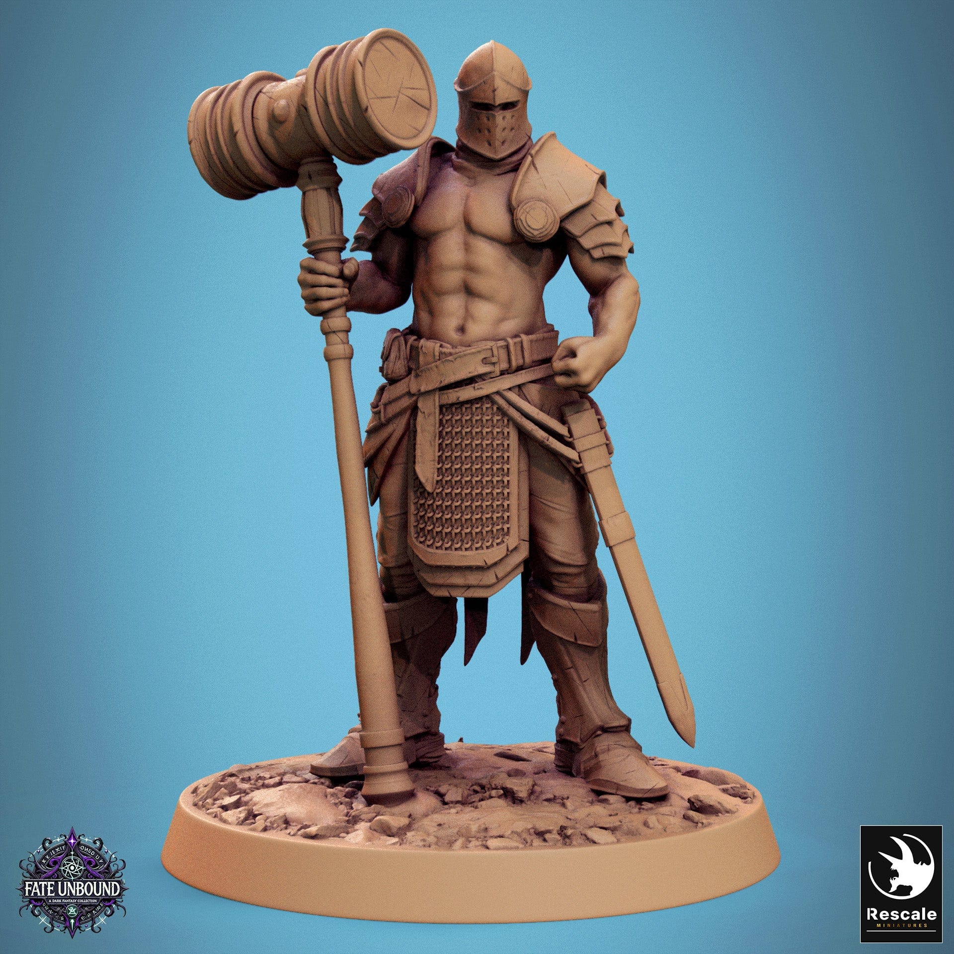 Tabletop RPG Miniature Knight Of Valor - 32mm Qumi Rescale Miniatures Hammer Stand Quality Miniatures - Qumi Wargaming Mini Model Figure