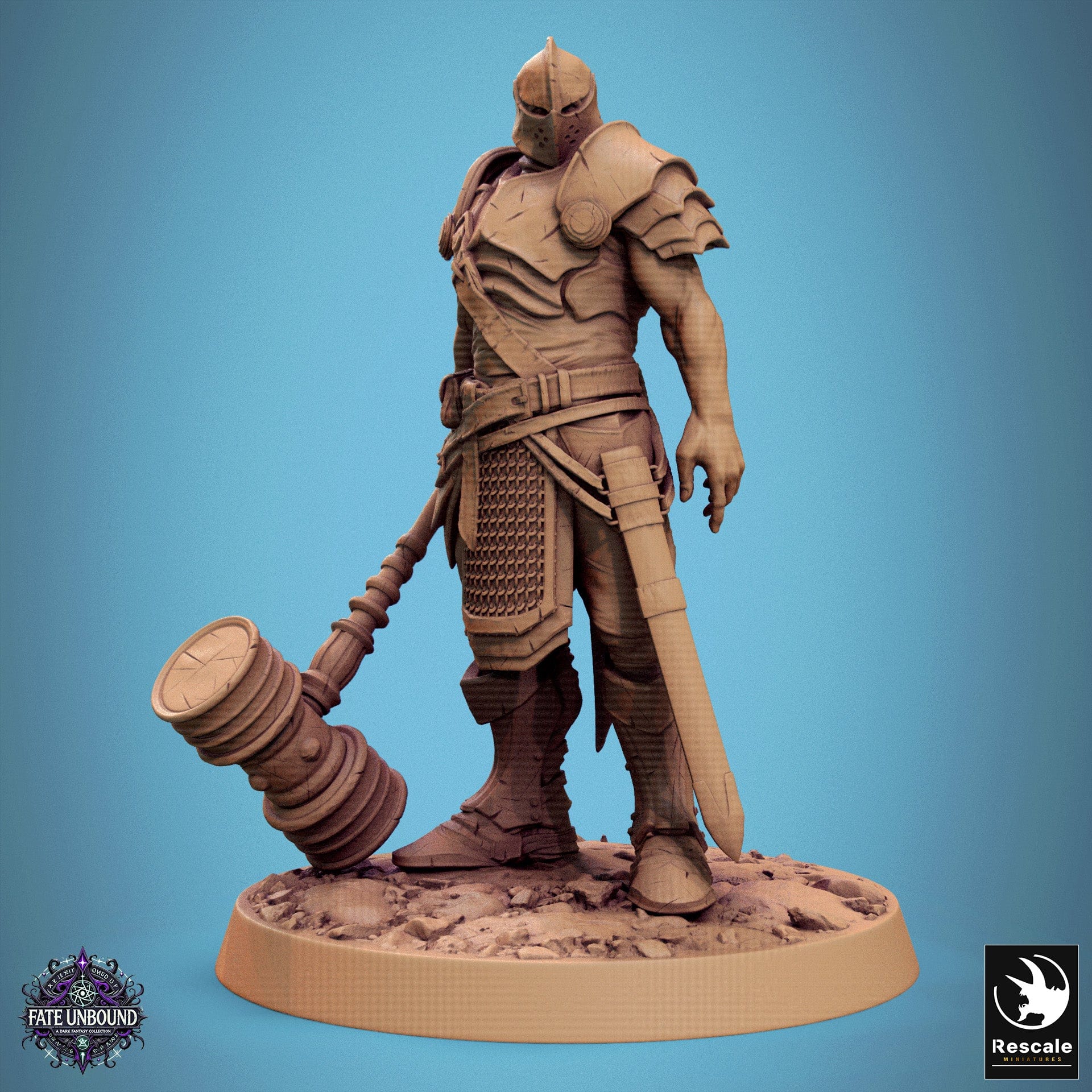 Tabletop RPG Miniature Knight Of Valor - 32mm Qumi Rescale Miniatures Hammer Wait Quality Miniatures - Qumi Wargaming Mini Model Figure