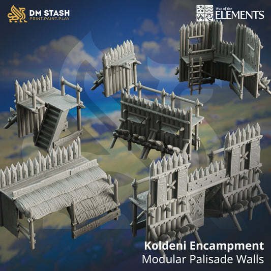 Koldeni Encampment - Walls - Tabletop RPG Terrain - Qumi - DM Stash Quality Miniatures - Qumi Wargaming Mini Model Figure