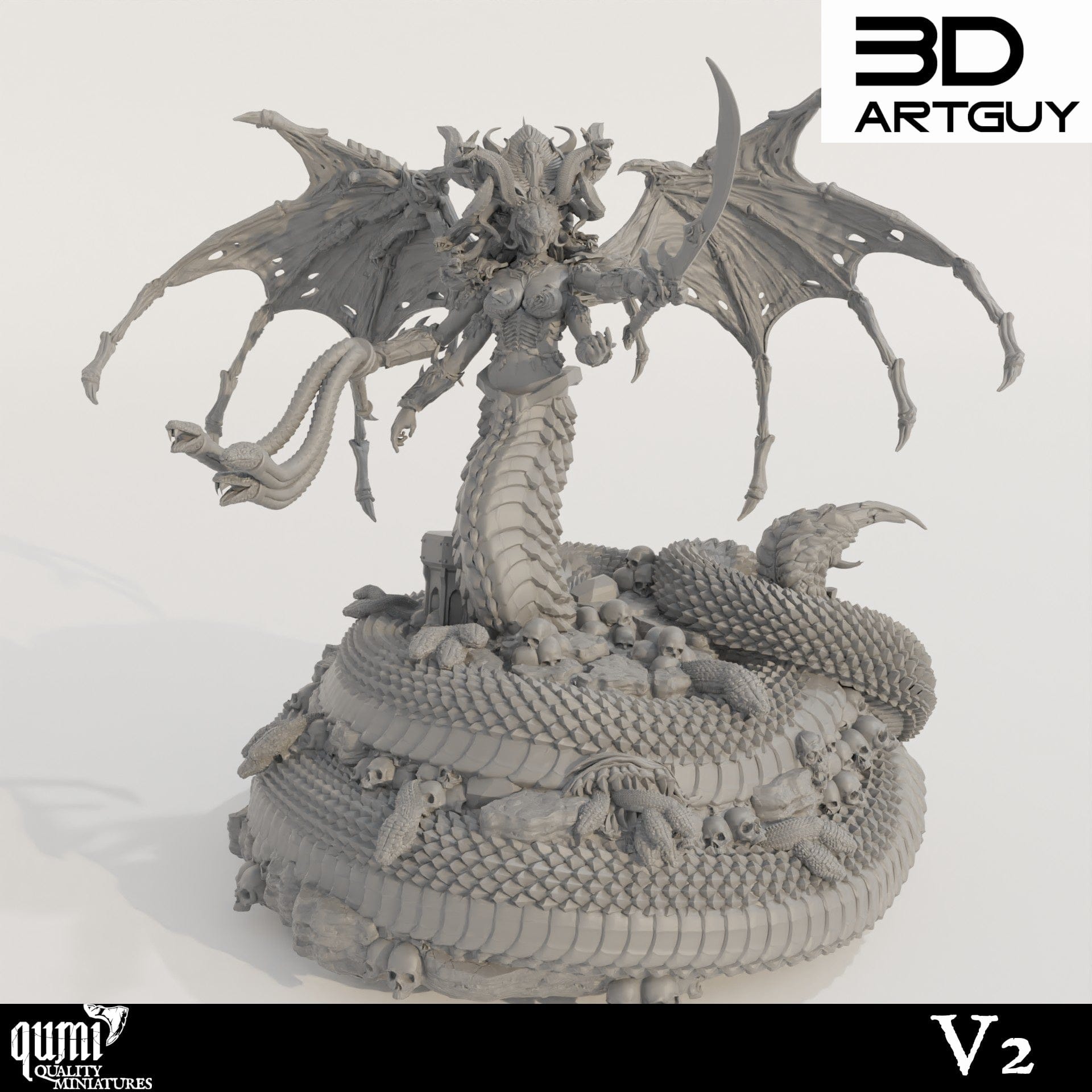 Tabletop RPG Miniature Snake Queen Monster - Qumi L size - 100mm head to toe / V2 Quality Miniatures - Qumi Wargaming Mini Model Figure