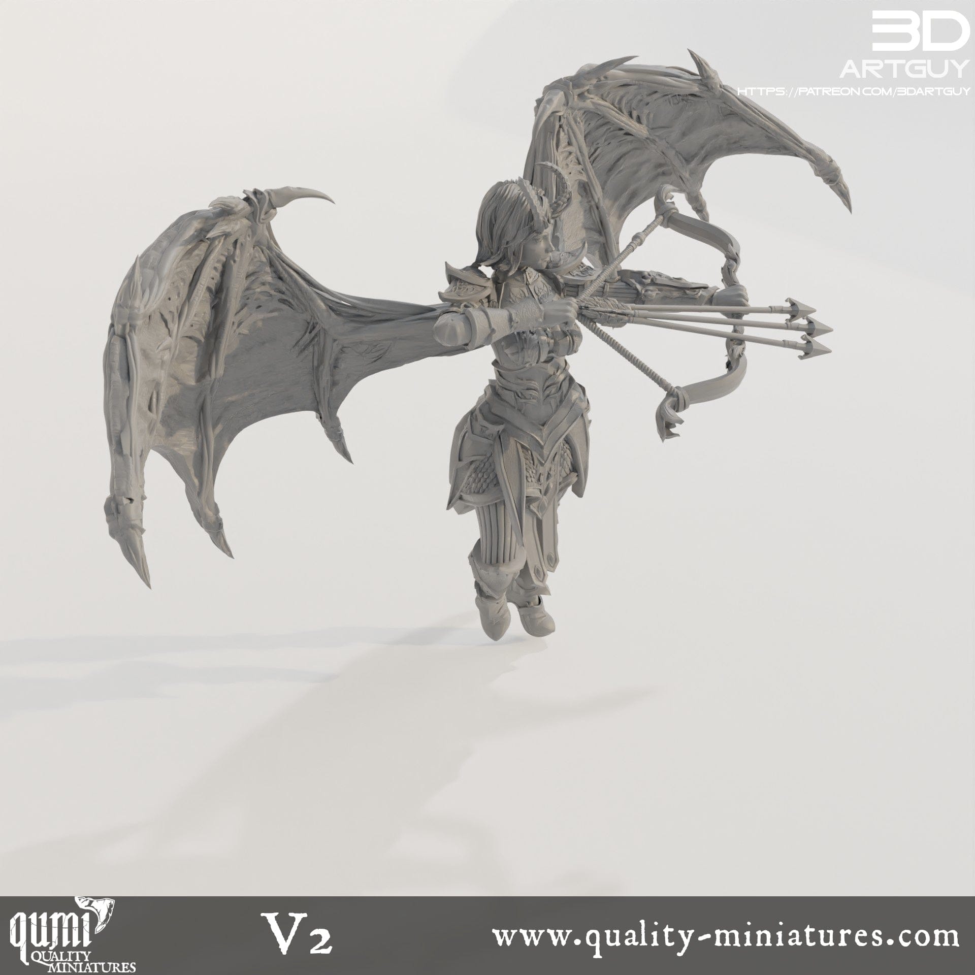 Tabletop RPG Miniature Succubus Ranger - Qumi L size - 100mm head to toe / V2 Quality Miniatures - Qumi Wargaming Mini Model Figure