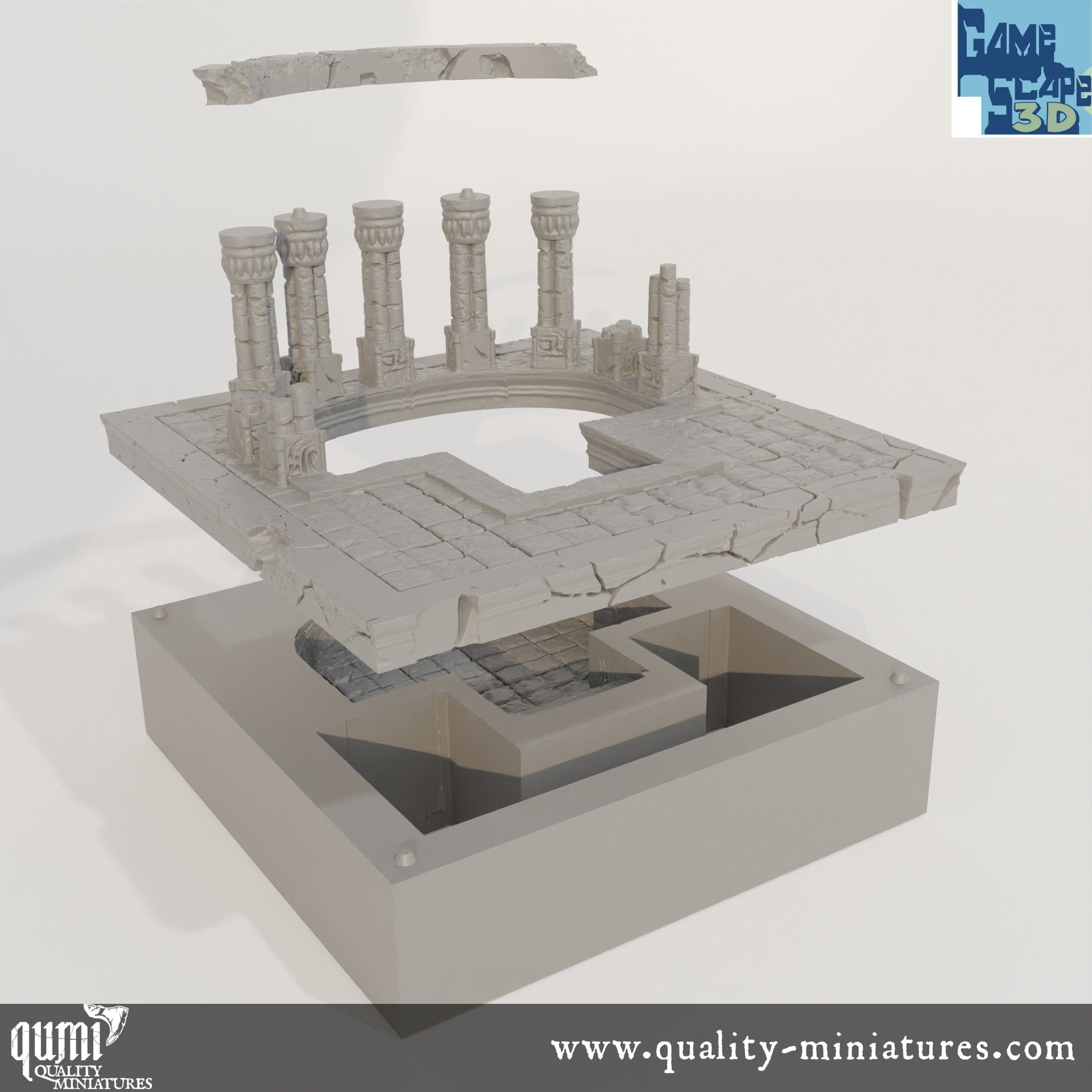 Lost City Center Bath - Resin Print - Tabletop RPG Terrain - GameScape3D - Qumi Quality Miniatures - Qumi Wargaming Mini Model Figure