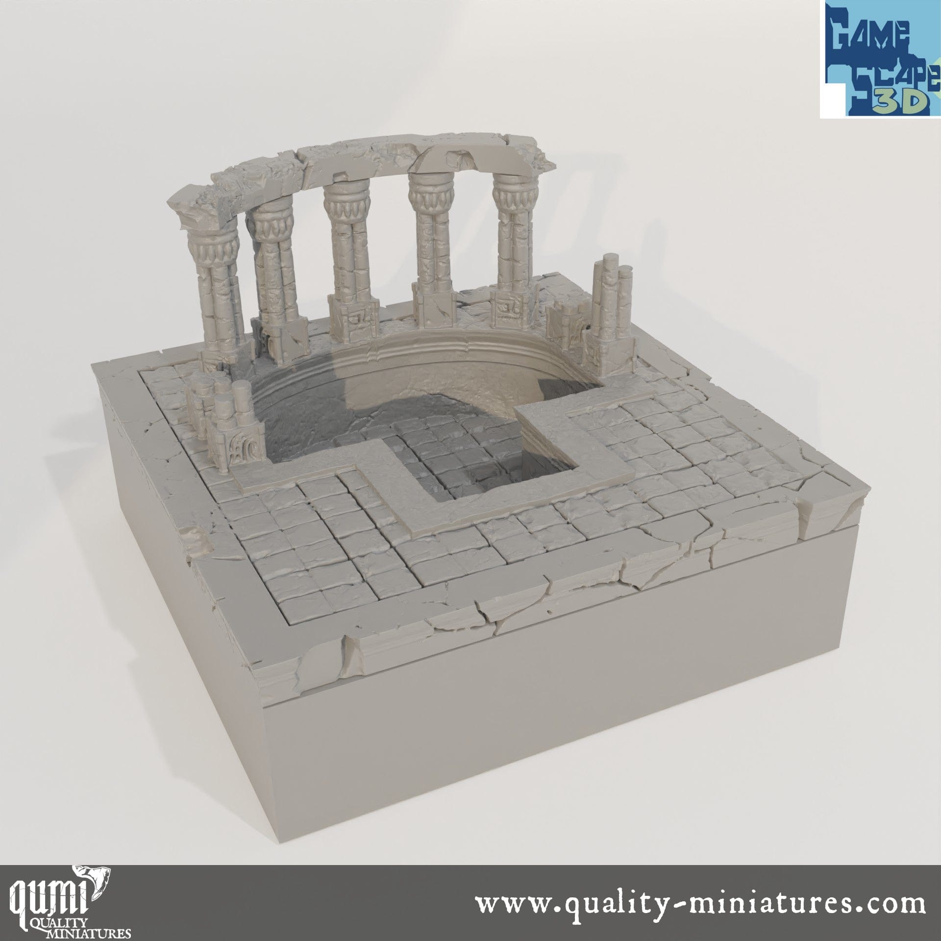 Lost City Center Bath - Resin Print - Tabletop RPG Terrain - GameScape3D - Qumi Quality Miniatures - Qumi Wargaming Mini Model Figure