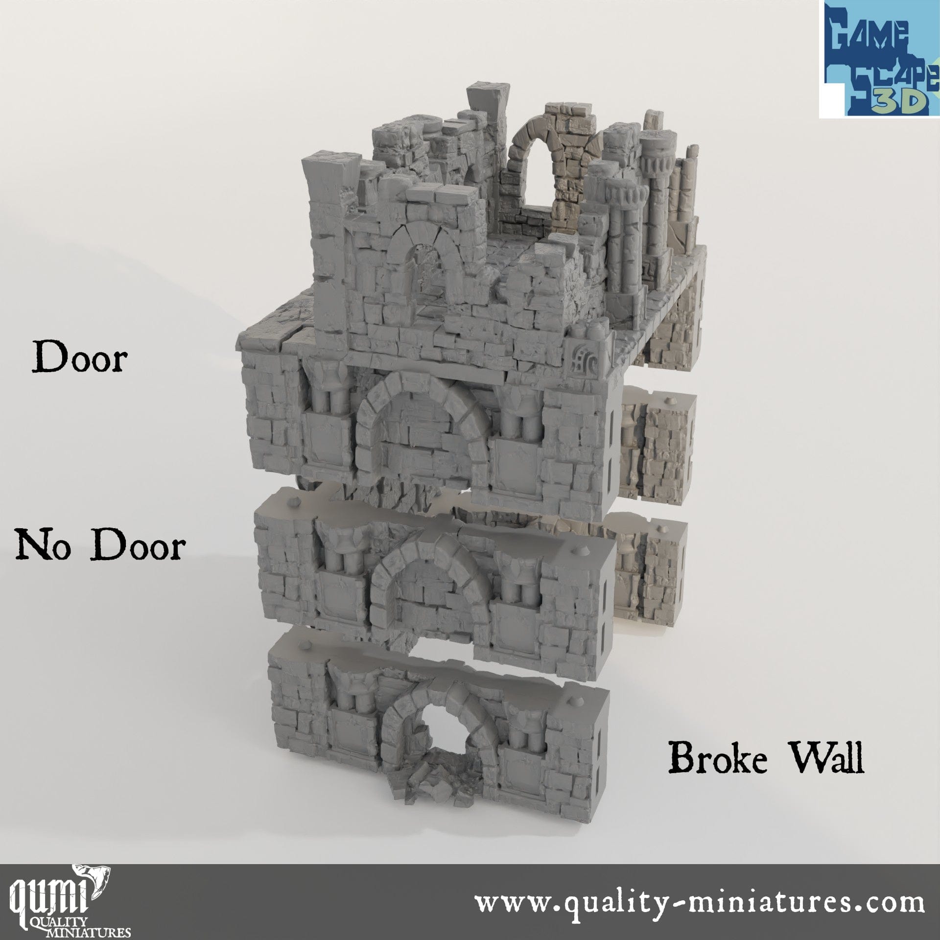Lost City Ruin 2 - Resin Print - Tabletop RPG Terrain - GameScape3D - Qumi Quality Miniatures - Qumi Wargaming Mini Model Figure