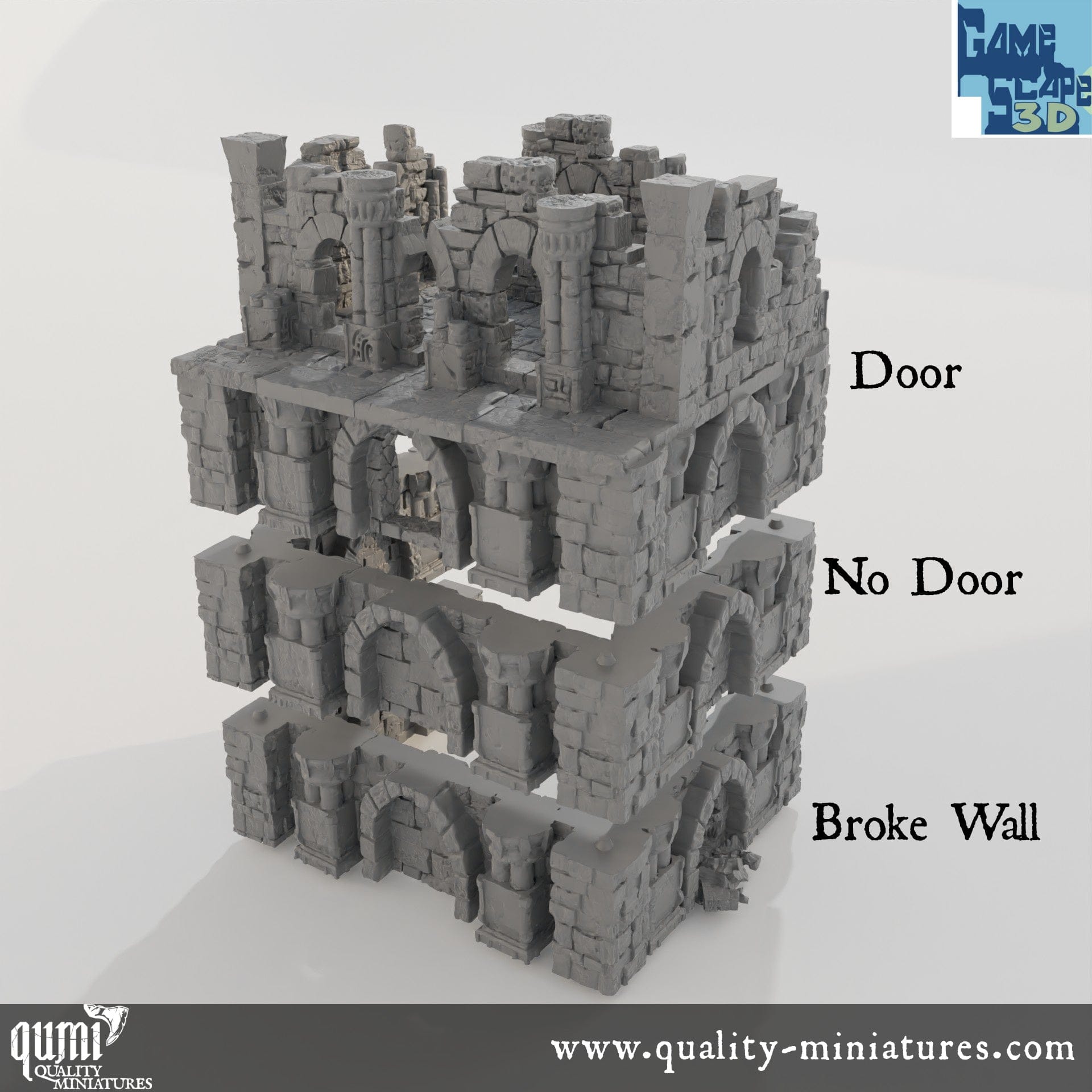 Lost City Ruin 2 - Resin Print - Tabletop RPG Terrain - GameScape3D - Qumi Quality Miniatures - Qumi Wargaming Mini Model Figure