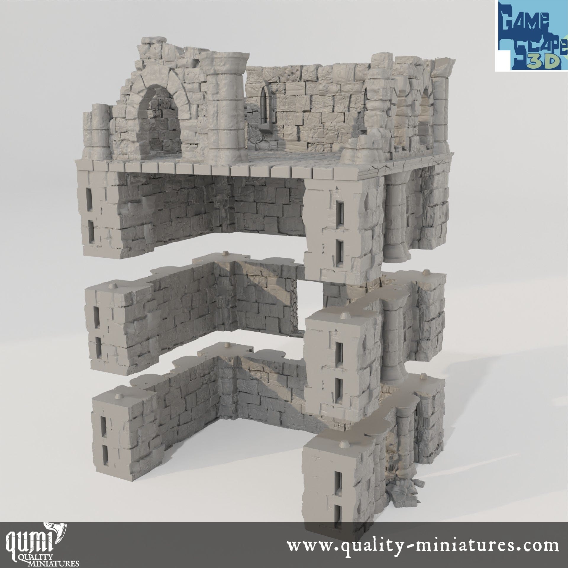 Lost City Ruin 3 - Resin Print - Tabletop RPG Terrain - GameScape3D - Qumi Quality Miniatures - Qumi Wargaming Mini Model Figure