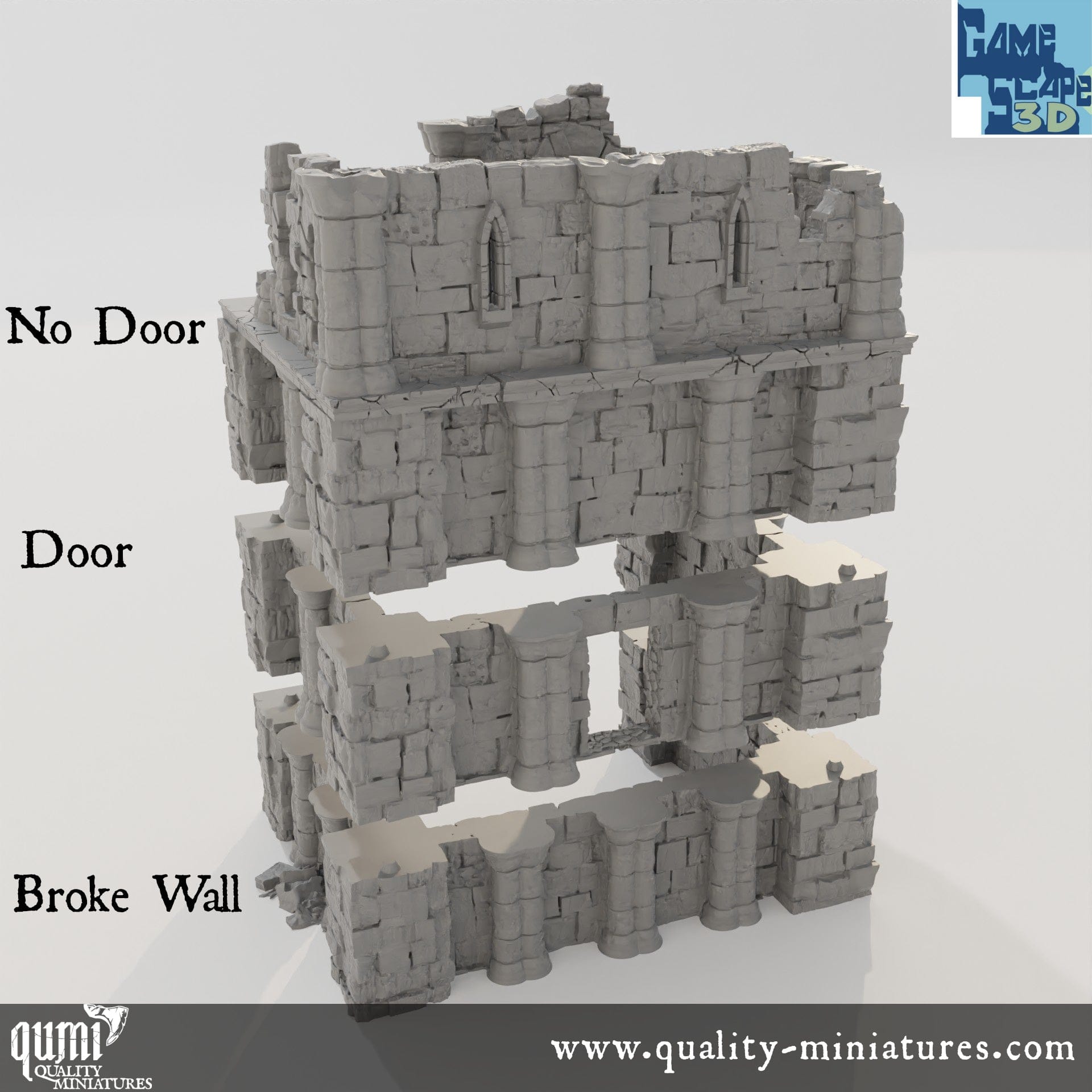 Lost City Ruin 3 - Resin Print - Tabletop RPG Terrain - GameScape3D - Qumi Quality Miniatures - Qumi Wargaming Mini Model Figure