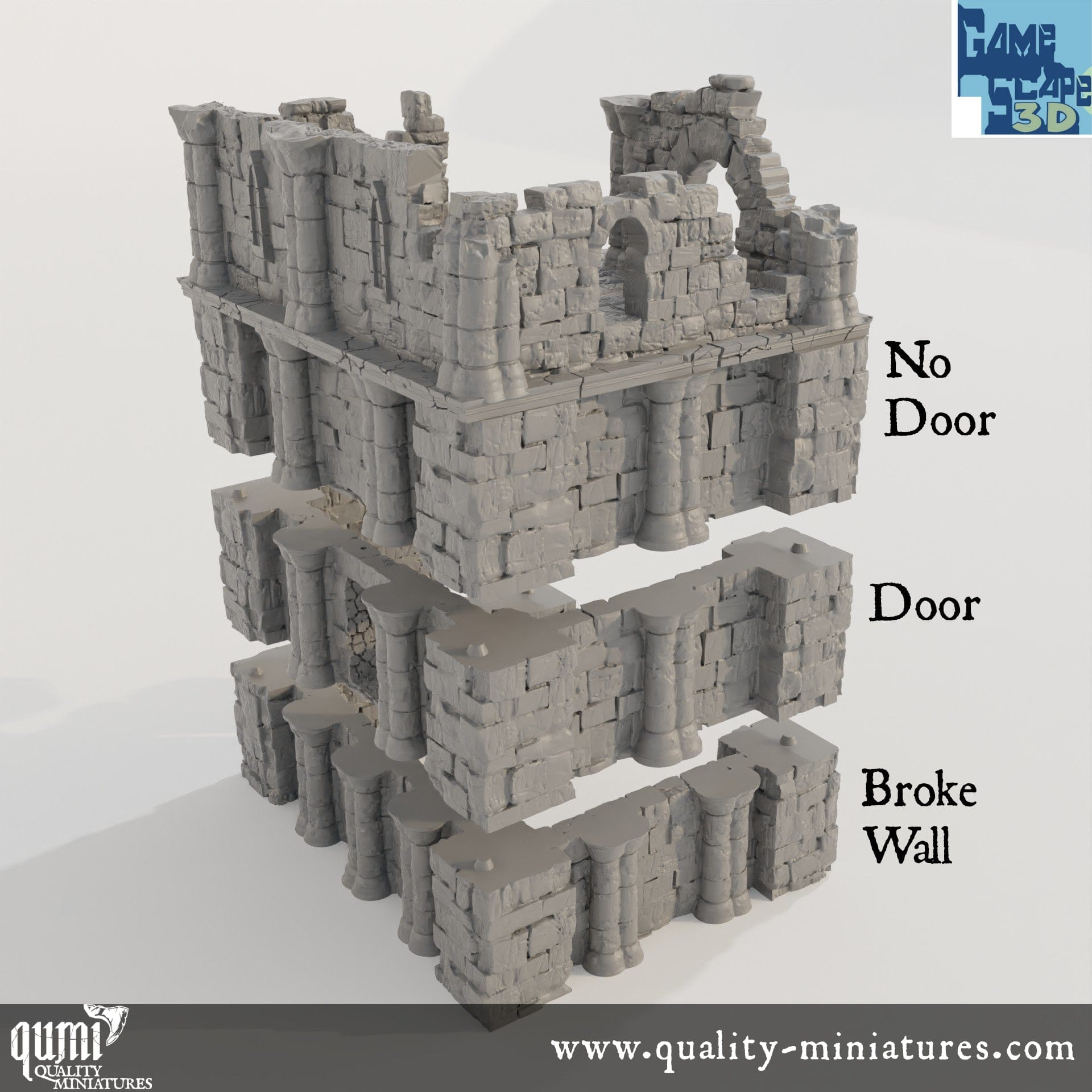 Lost City Ruin 3 - Resin Print - Tabletop RPG Terrain - GameScape3D - Qumi Quality Miniatures - Qumi Wargaming Mini Model Figure