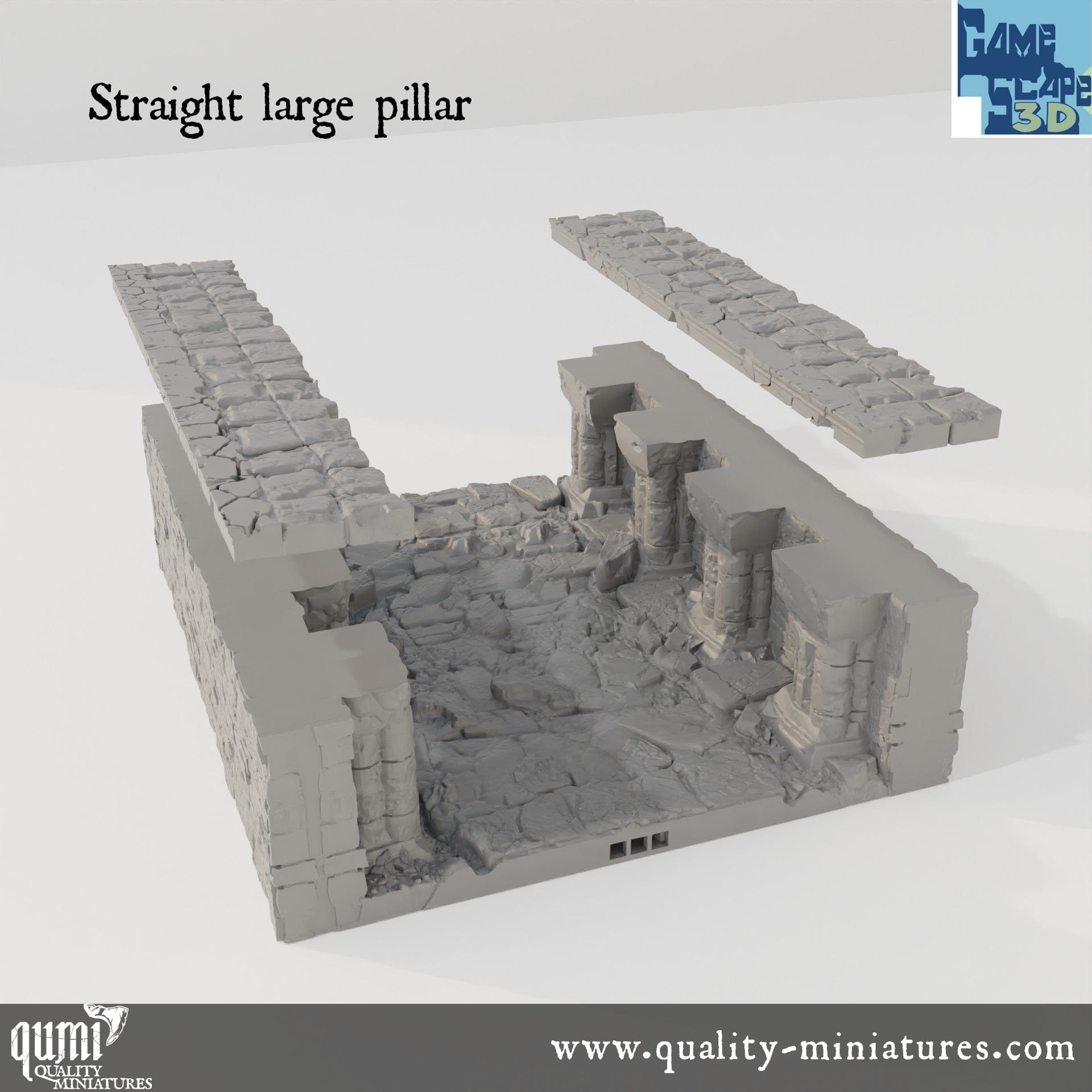 Lost City Street Straights - Resin Print - Tabletop RPG Terrain - GameScape3D - Qumi Quality Miniatures - Qumi Wargaming Mini Model Figure
