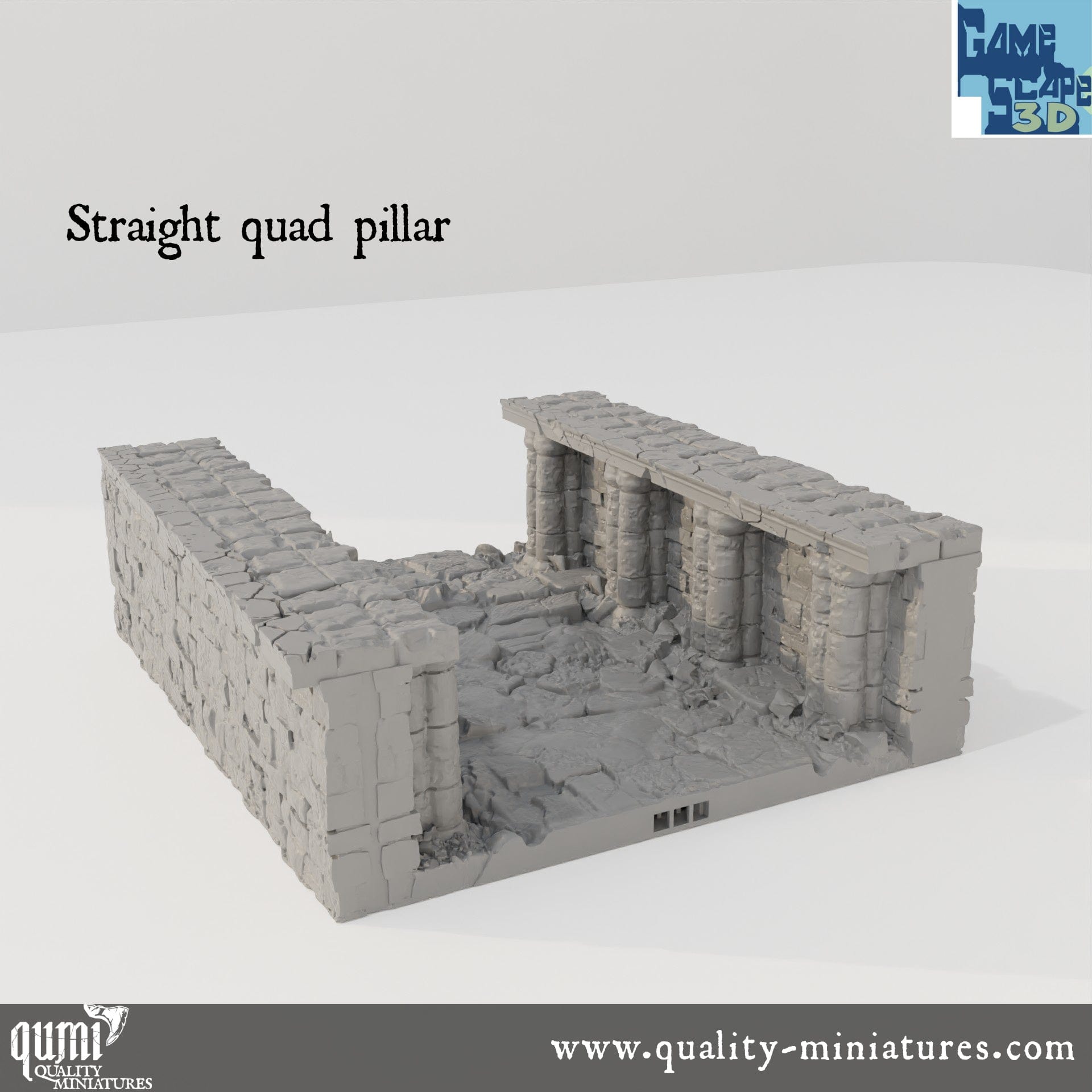 Lost City Street Straights - Resin Print - Tabletop RPG Terrain - GameScape3D - Qumi Quality Miniatures - Qumi Wargaming Mini Model Figure