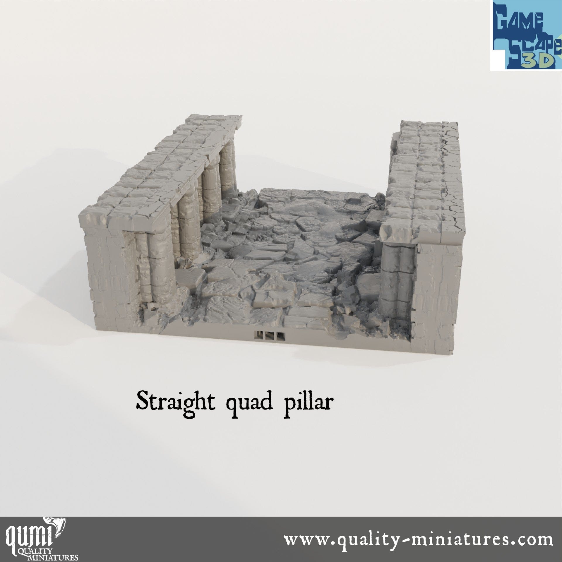 Lost City Street Straights - Resin Print - Tabletop RPG Terrain - GameScape3D - Qumi Quality Miniatures - Qumi Wargaming Mini Model Figure