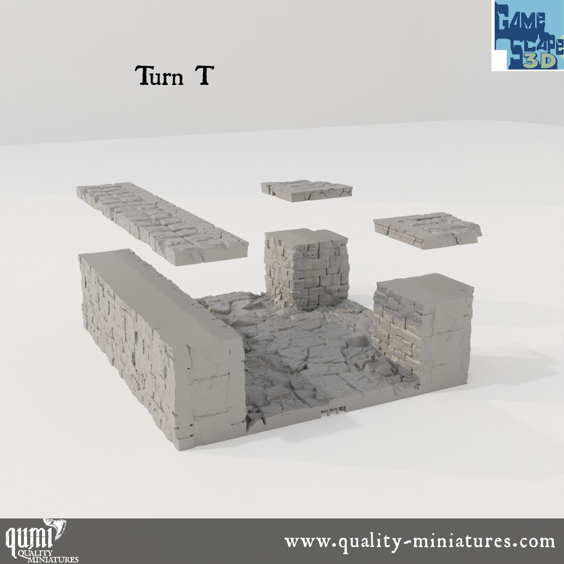 Lost City Street Turns - Resin Print - Tabletop RPG Terrain - GameScape3D - Qumi Quality Miniatures - Qumi Wargaming Mini Model Figure