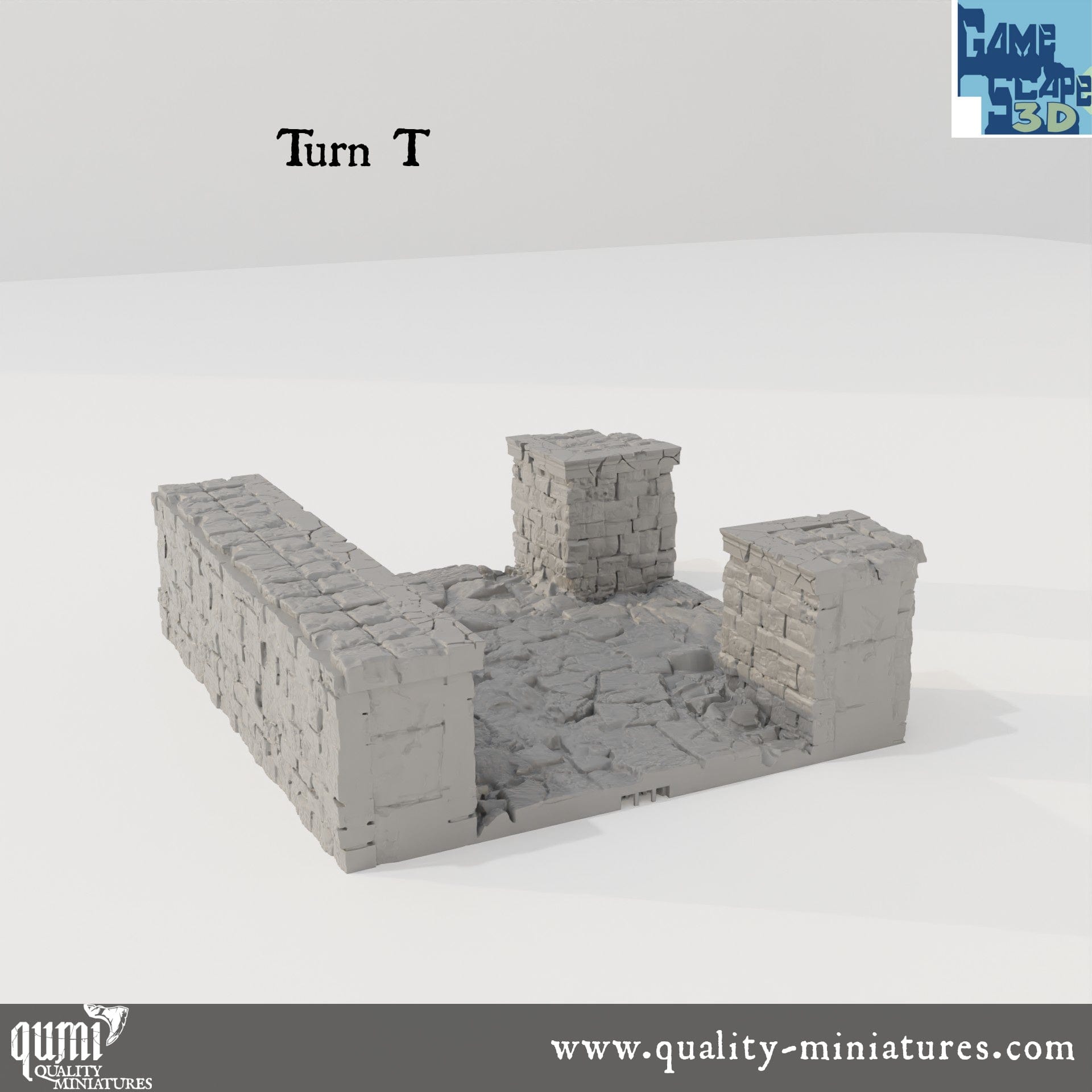 Lost City Street Turns - Resin Print - Tabletop RPG Terrain - GameScape3D - Qumi Quality Miniatures - Qumi Wargaming Mini Model Figure