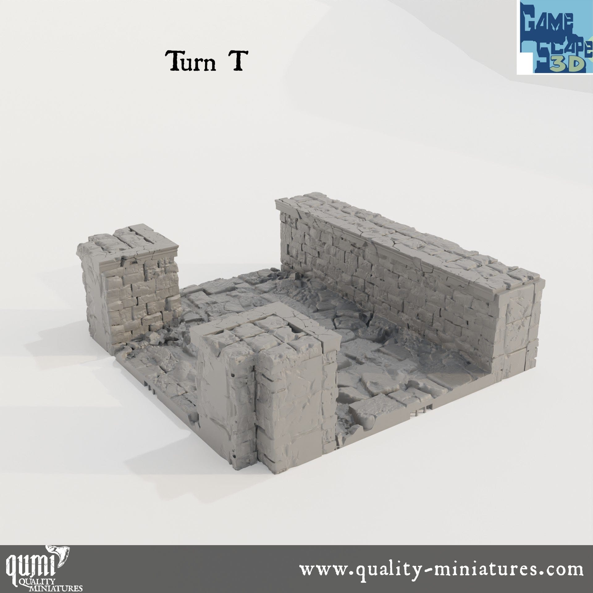 Lost City Street Turns - Resin Print - Tabletop RPG Terrain - GameScape3D - Qumi Quality Miniatures - Qumi Wargaming Mini Model Figure