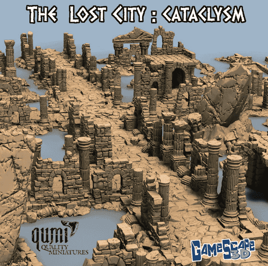 Lost Town Medium Ruins - Resin Print - Tabletop RPG Terrain - GameScape3D - Qumi Quality Miniatures - Qumi Wargaming Mini Model Figure