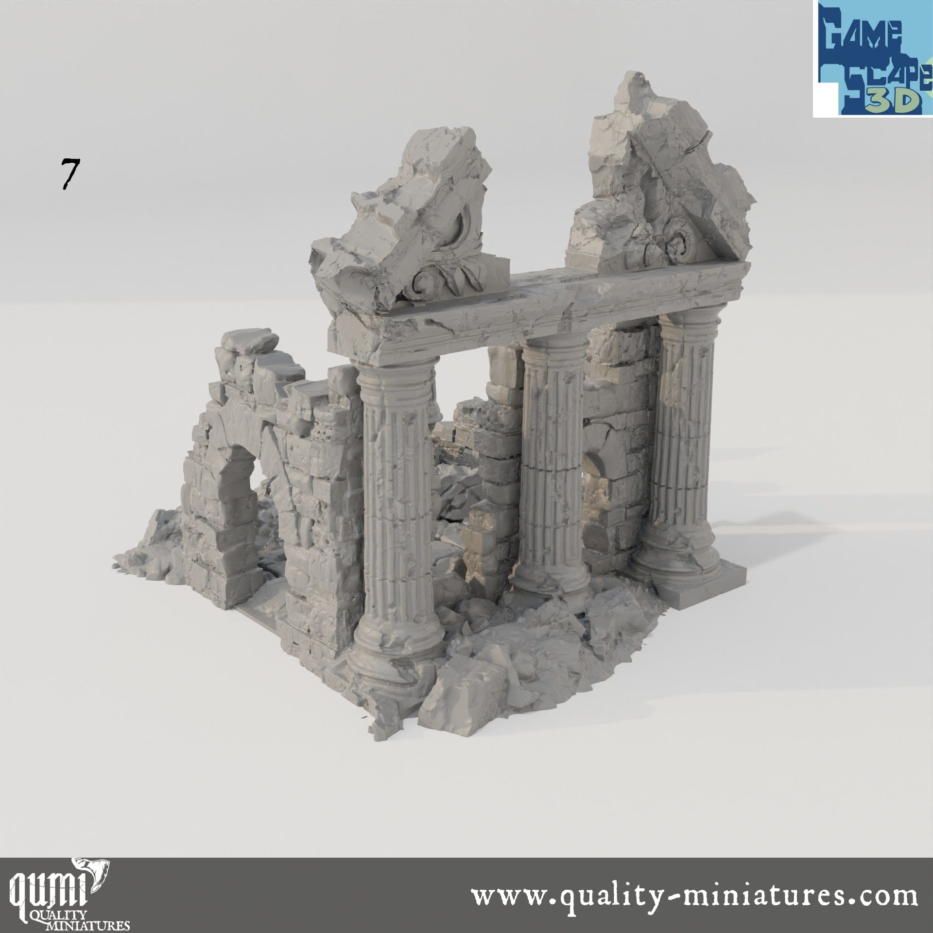 Lost Town Medium Ruins - Resin Print - Tabletop RPG Terrain - GameScape3D - Qumi Quality Miniatures - Qumi Wargaming Mini Model Figure