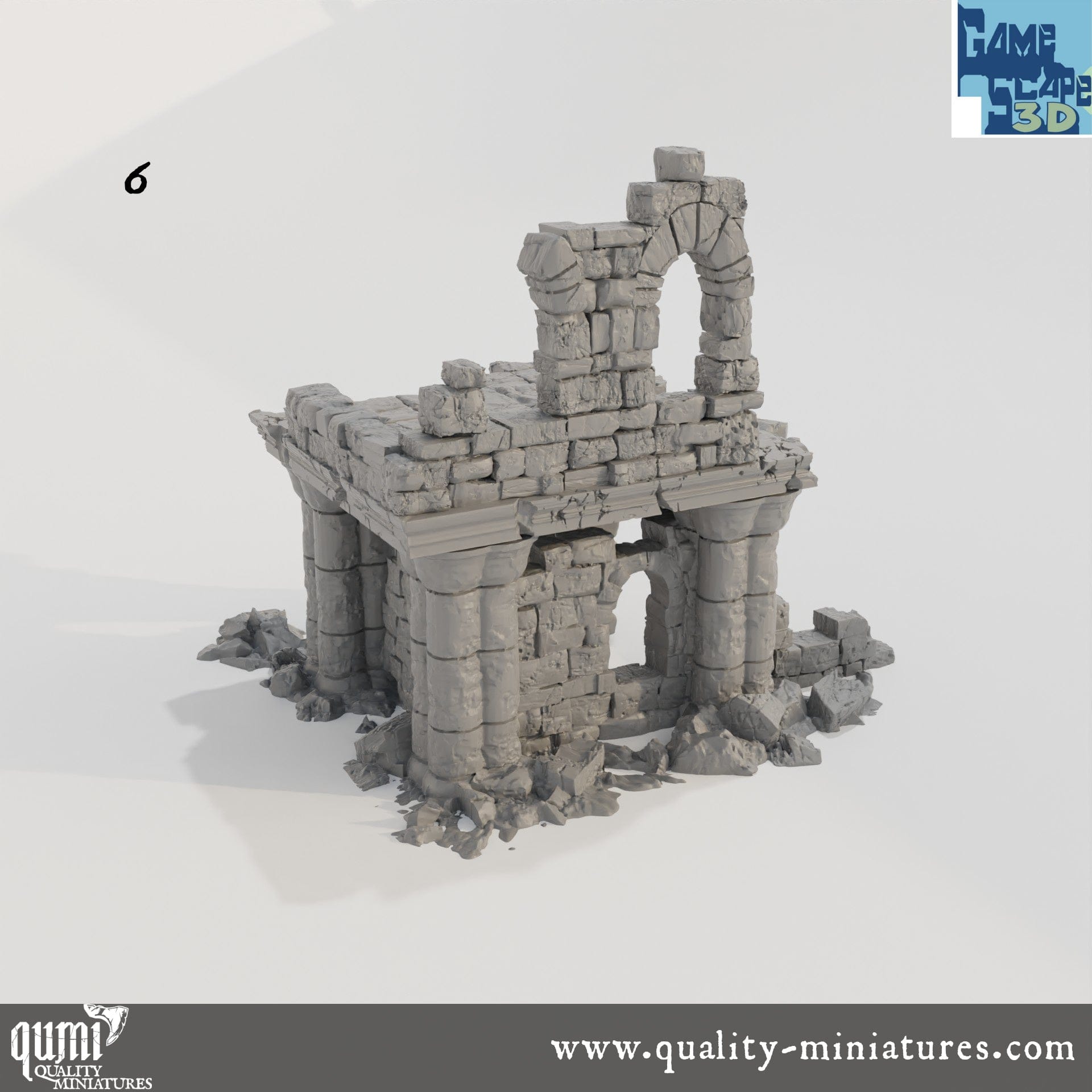 Lost Town Medium Ruins - Resin Print - Tabletop RPG Terrain - GameScape3D - Qumi Quality Miniatures - Qumi Wargaming Mini Model Figure