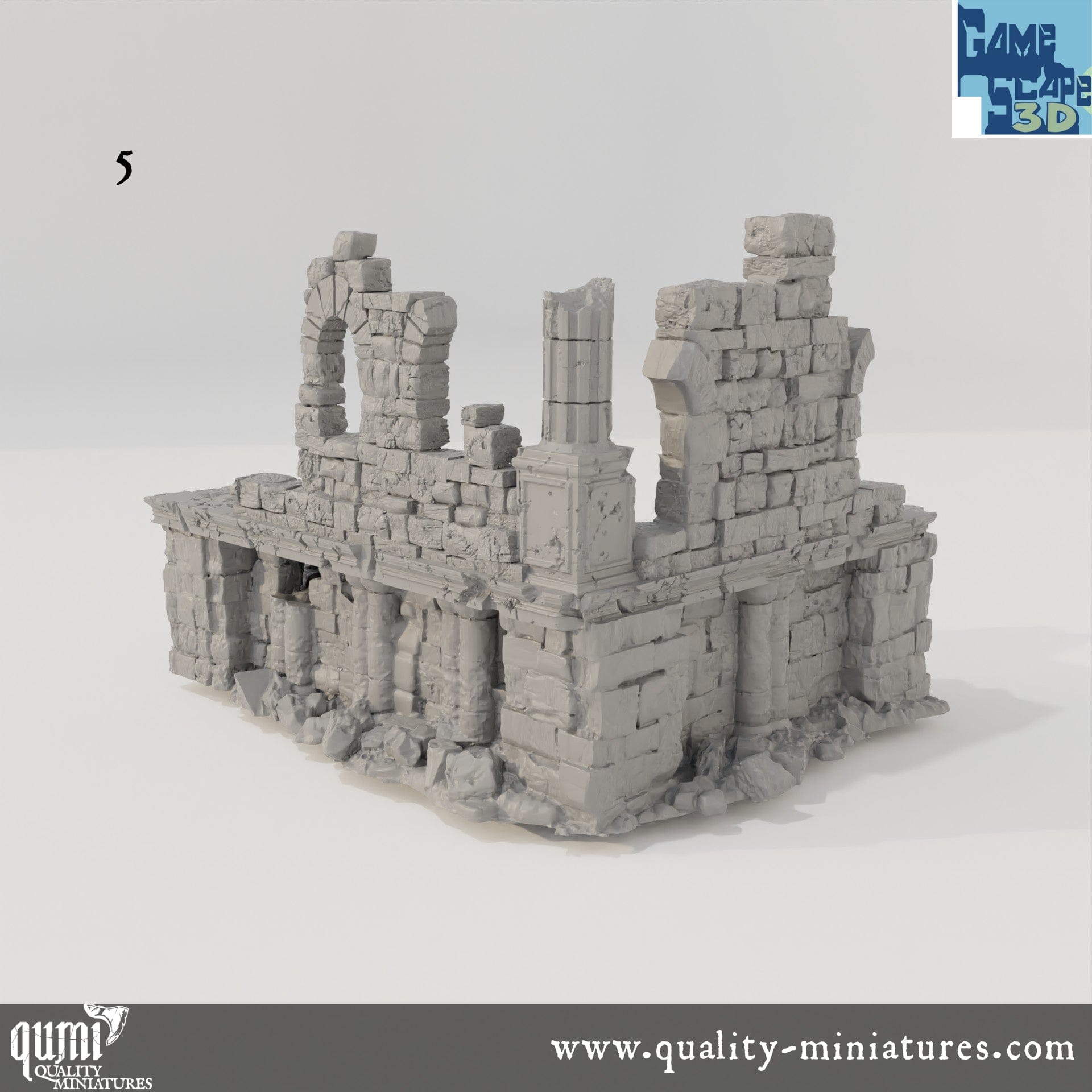 Lost Town Medium Ruins - Resin Print - Tabletop RPG Terrain - GameScape3D - Qumi Quality Miniatures - Qumi Wargaming Mini Model Figure