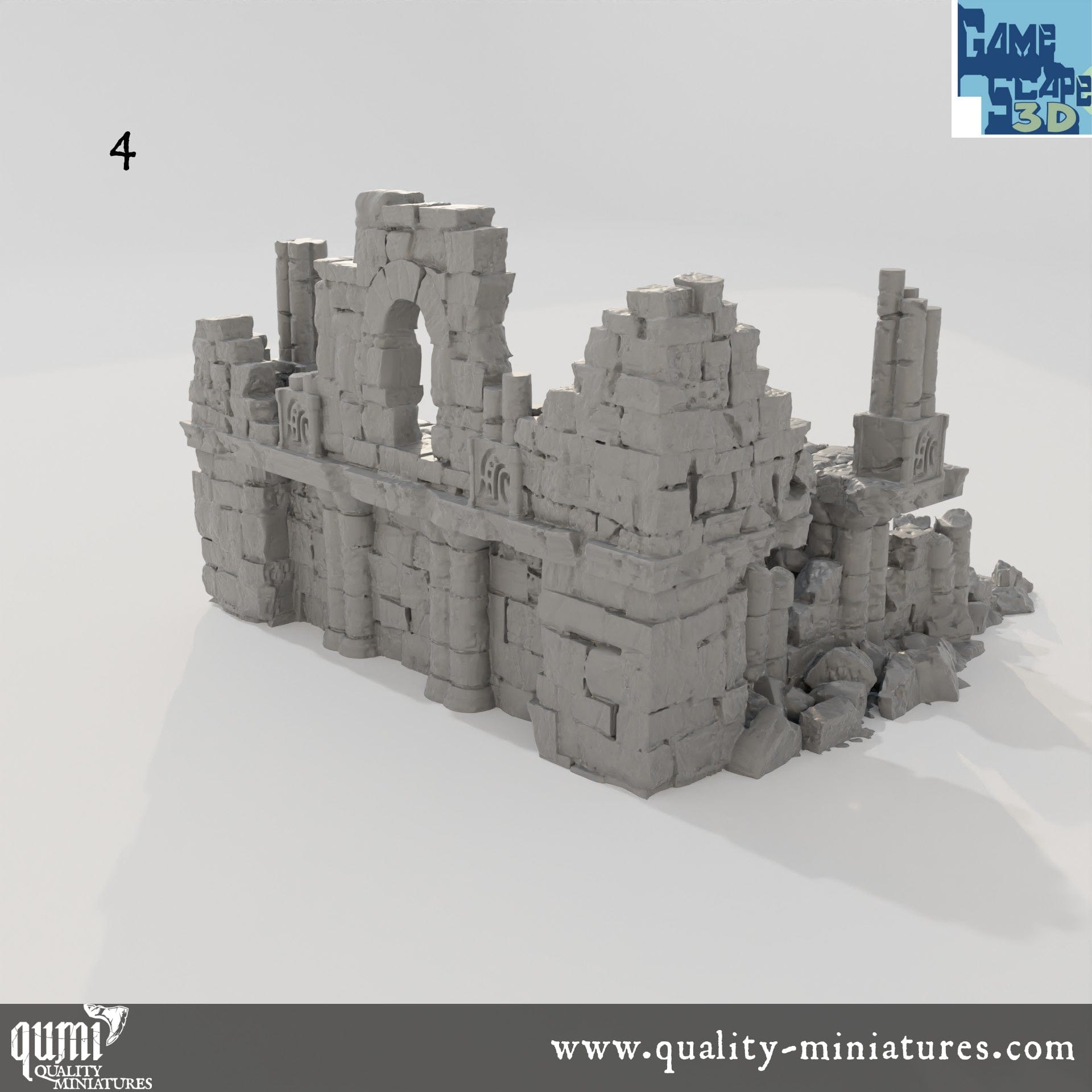 Lost Town Medium Ruins - Resin Print - Tabletop RPG Terrain - GameScape3D - Qumi Quality Miniatures - Qumi Wargaming Mini Model Figure