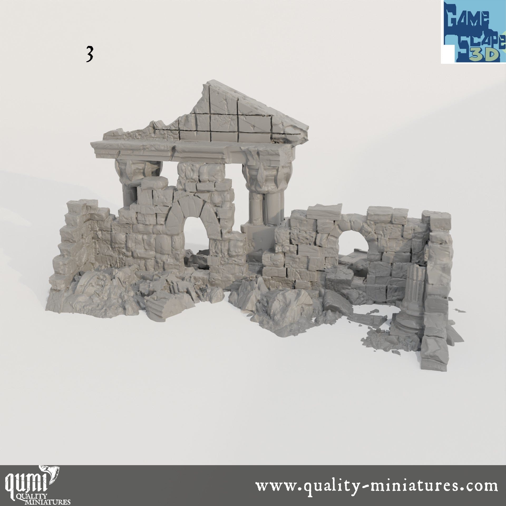 Lost Town Medium Ruins - Resin Print - Tabletop RPG Terrain - GameScape3D - Qumi Quality Miniatures - Qumi Wargaming Mini Model Figure